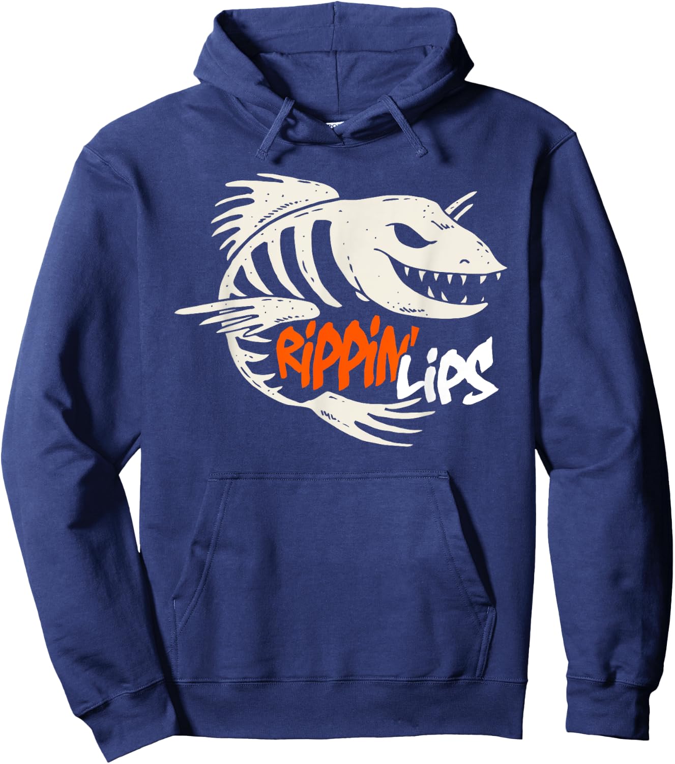 Fishing Rippin' Lips Fish Bones T Shirt Hoodie - Hoodie | Navy