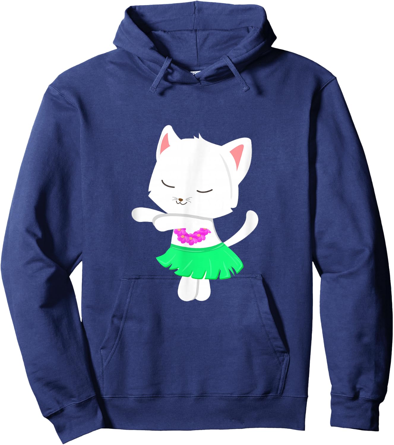 Cat Hawaiian Dance Hula Kitty Men Women Girls Kids Hoodie - Hoodie | Navy