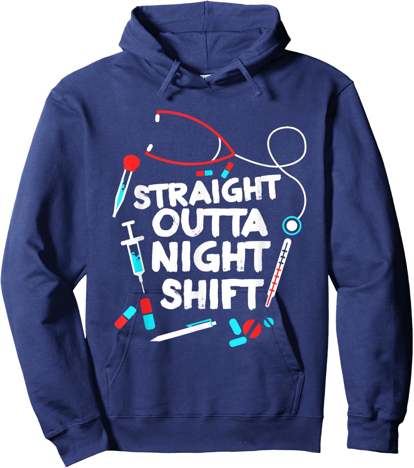 Straight Outta Night Shift - Nurse NightShift Hoodie - Hoodie | Navy