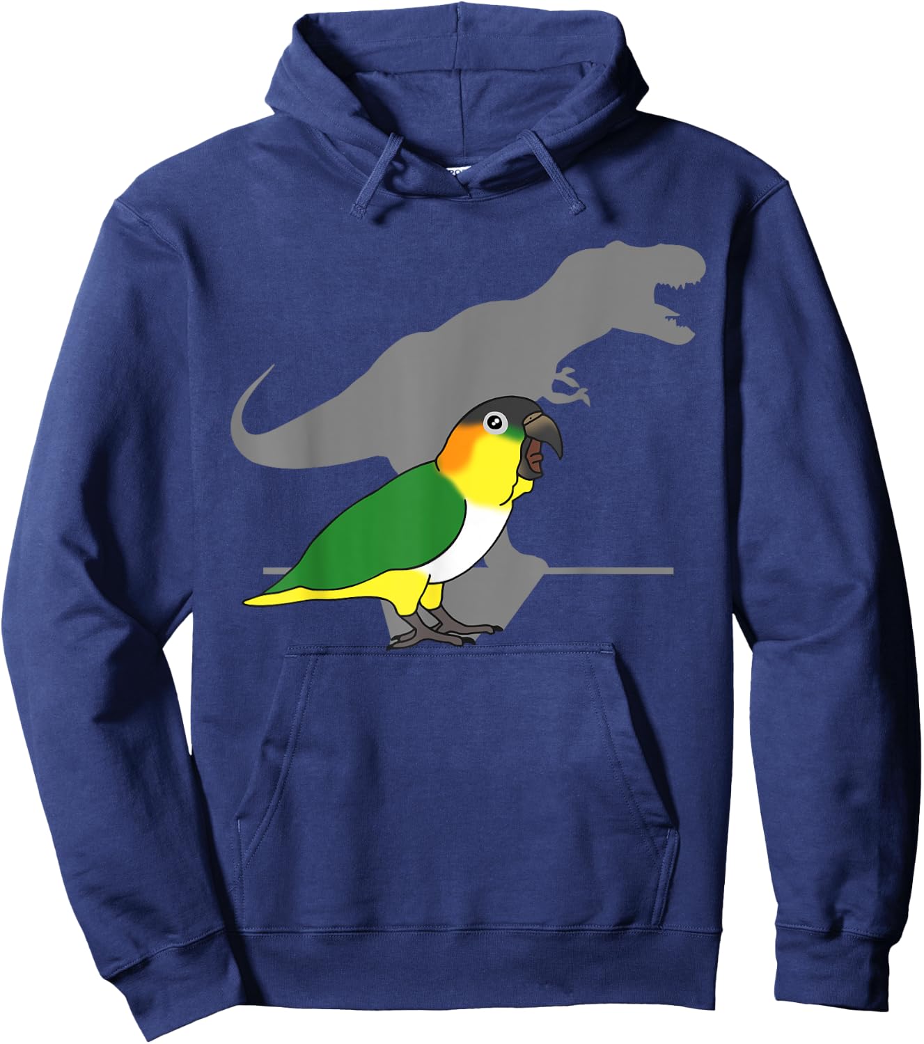 Funny Dinosaur Parrot, Birb memes, Black headed caique T-rex Hoodie - Hoodie | Navy