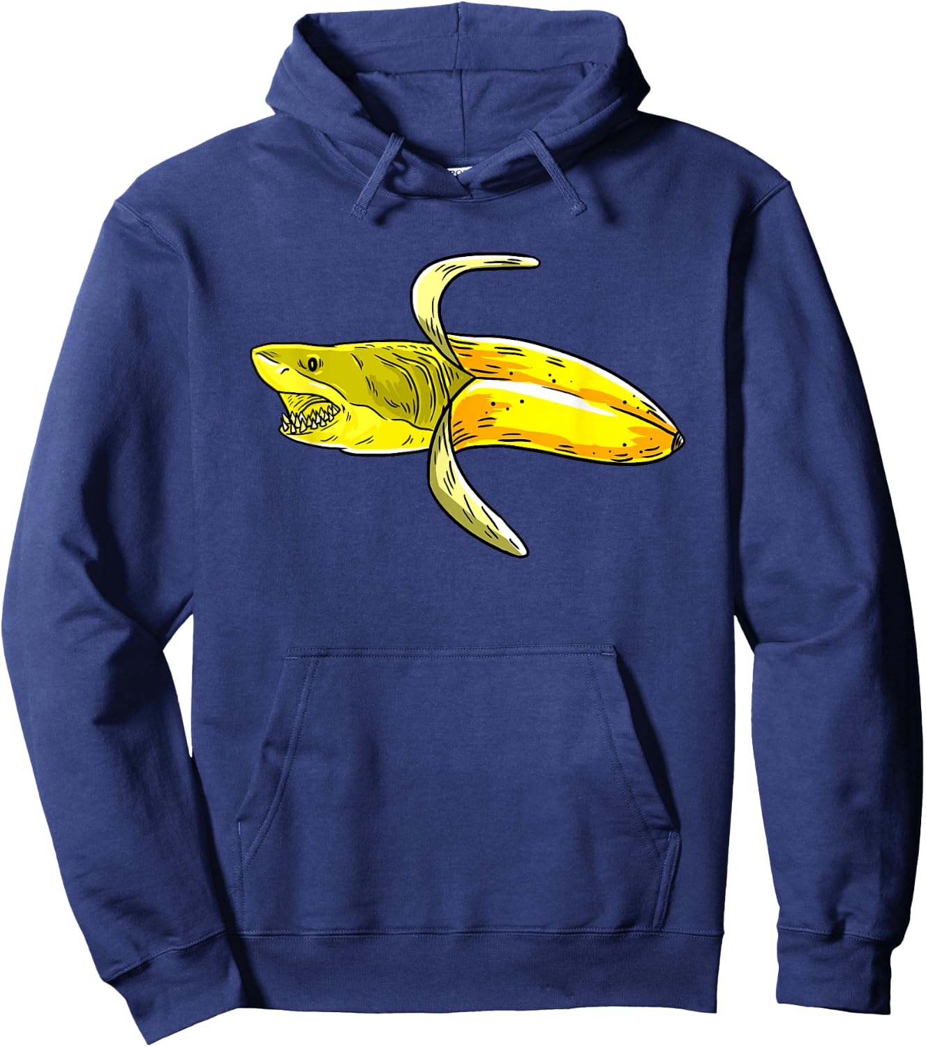 Banana Shark Art Graphic Funny Humor Fruit Pun Lover Gift Hoodie - Hoodie | Navy