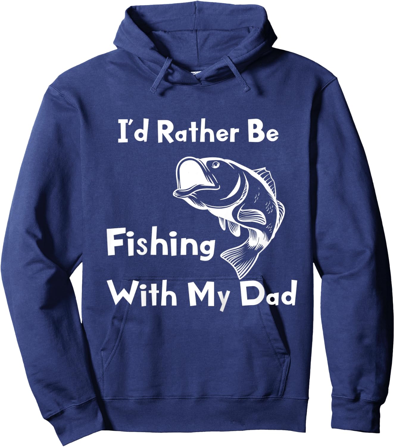 Kids I'd Rather Be Fishing With My Dad Kids Fisherman Hoodie - Hoodie | Navy