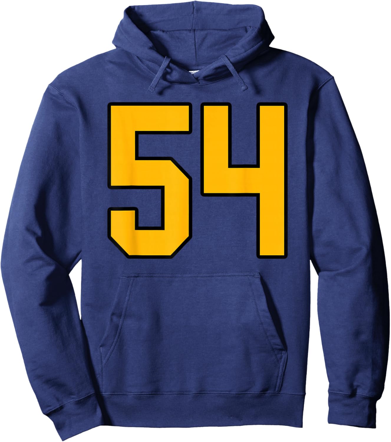 Gold and Black Sports Number 54 Jersey Uniform Player Hoodie - Hoodie | Navy