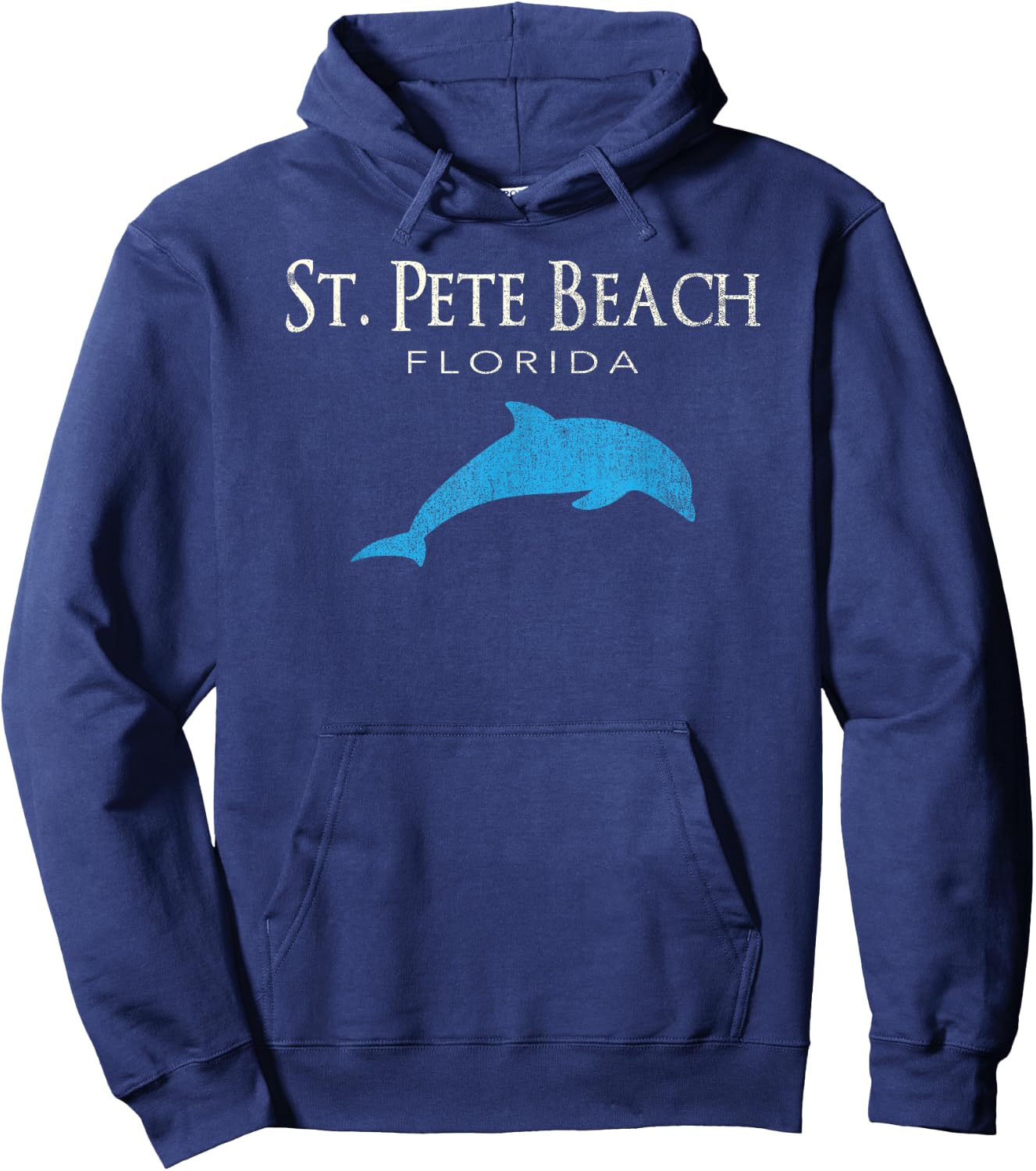 Vintage St. Pete Beach FL Dolphin T Shirt Hoodie - Hoodie | Navy