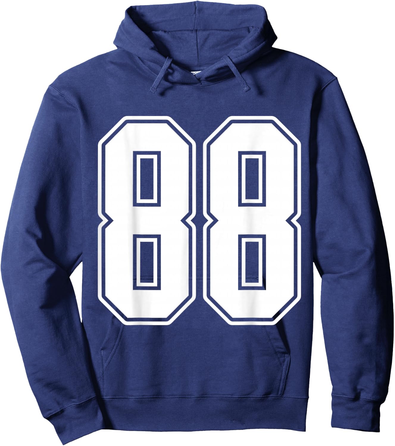 #88 White Outline Number 88 Sports Fan Jersey Style Hoodie - Hoodie | Navy