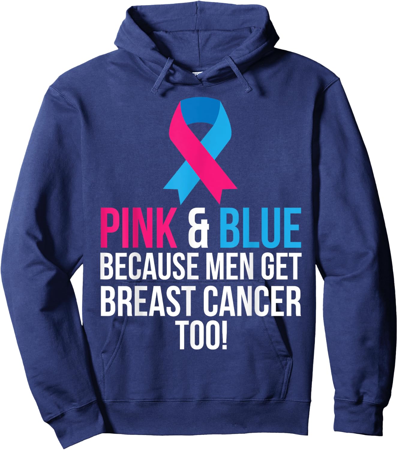 Pink And Blue Men Breast Cancer Awareness Shirt Hoodie - Hoodie | Navy
