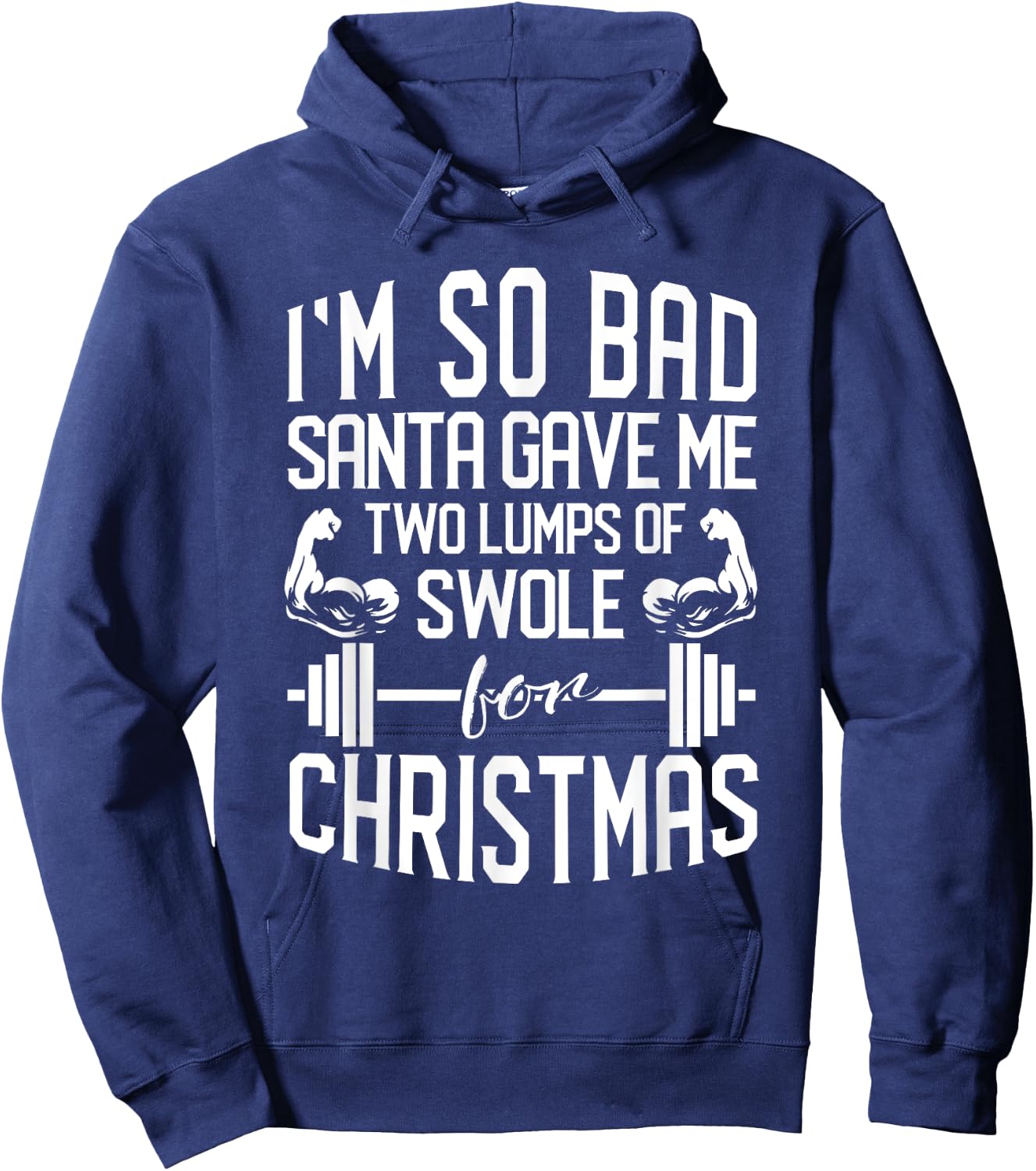 Funny Christmas Weightlifting Workout Lumps Of Swole Hoodie - Hoodie | Navy