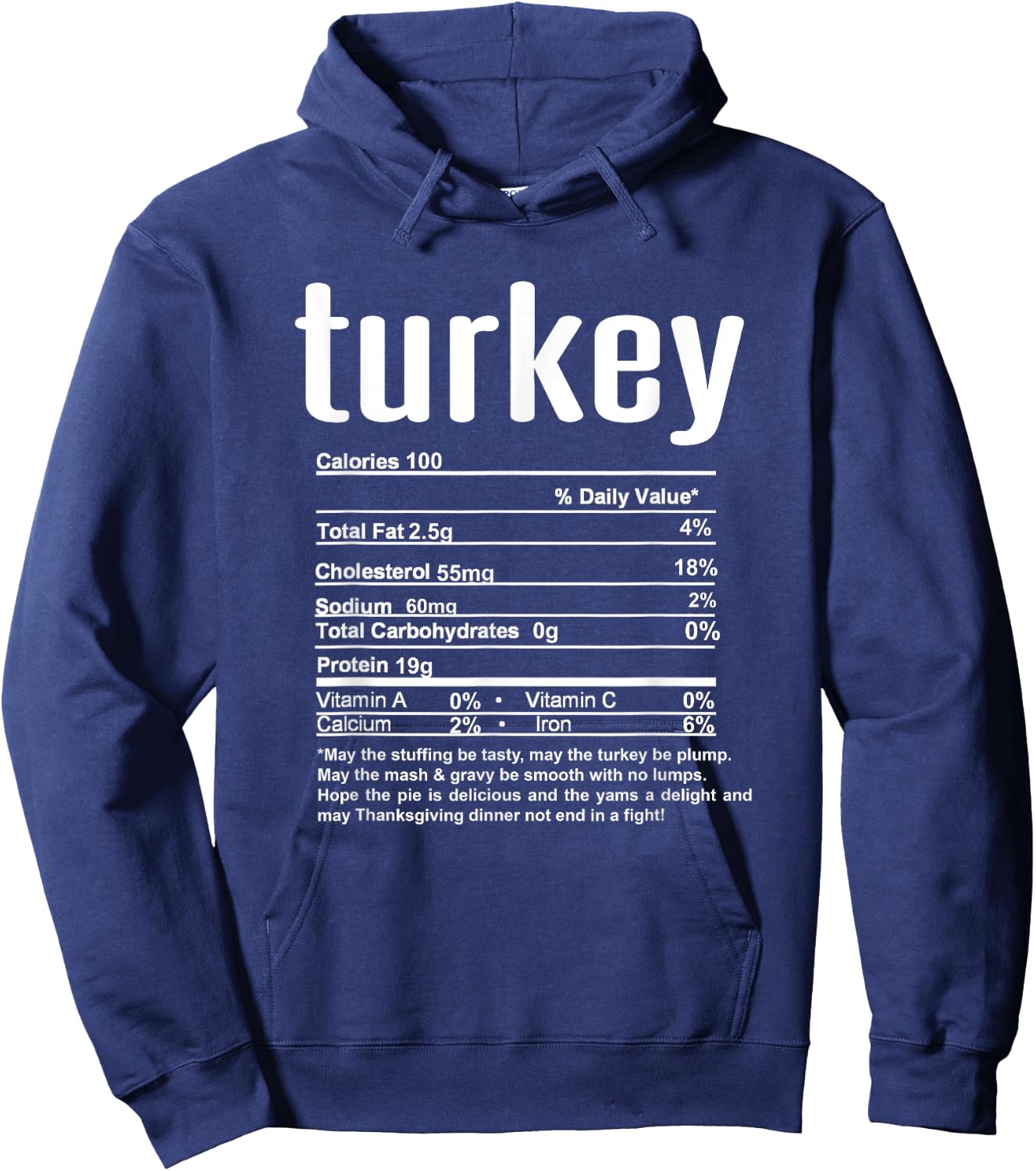 Funny Family Thanksgiving Nutritional Facts Labels Brown Adult Thanksgiving Christmas Turkey Nutritional Facts Hoodie - Hoodie | Navy