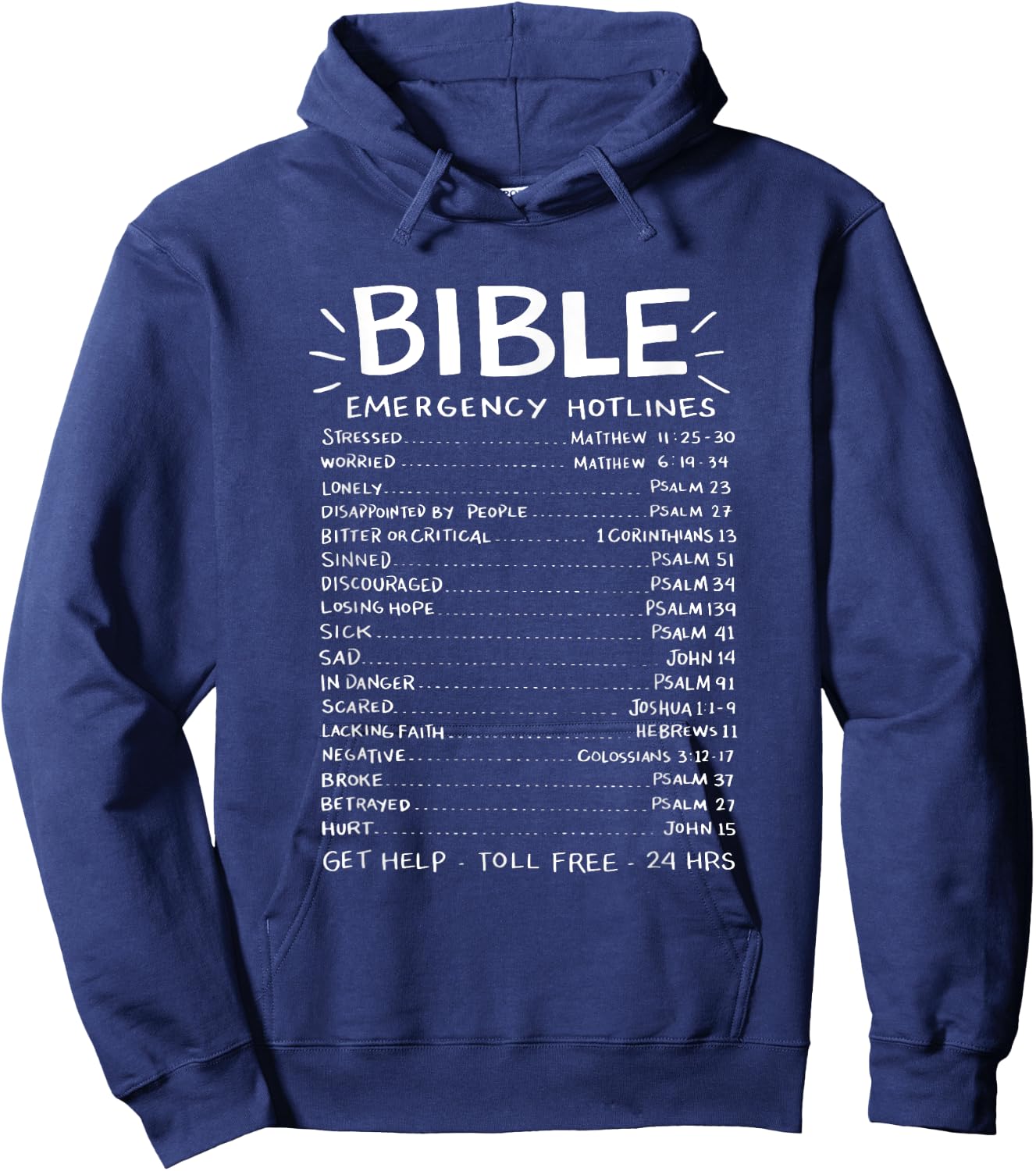 Christianity Bible Emergency Hotlines | Men Women Hoodie - Hoodie | Navy