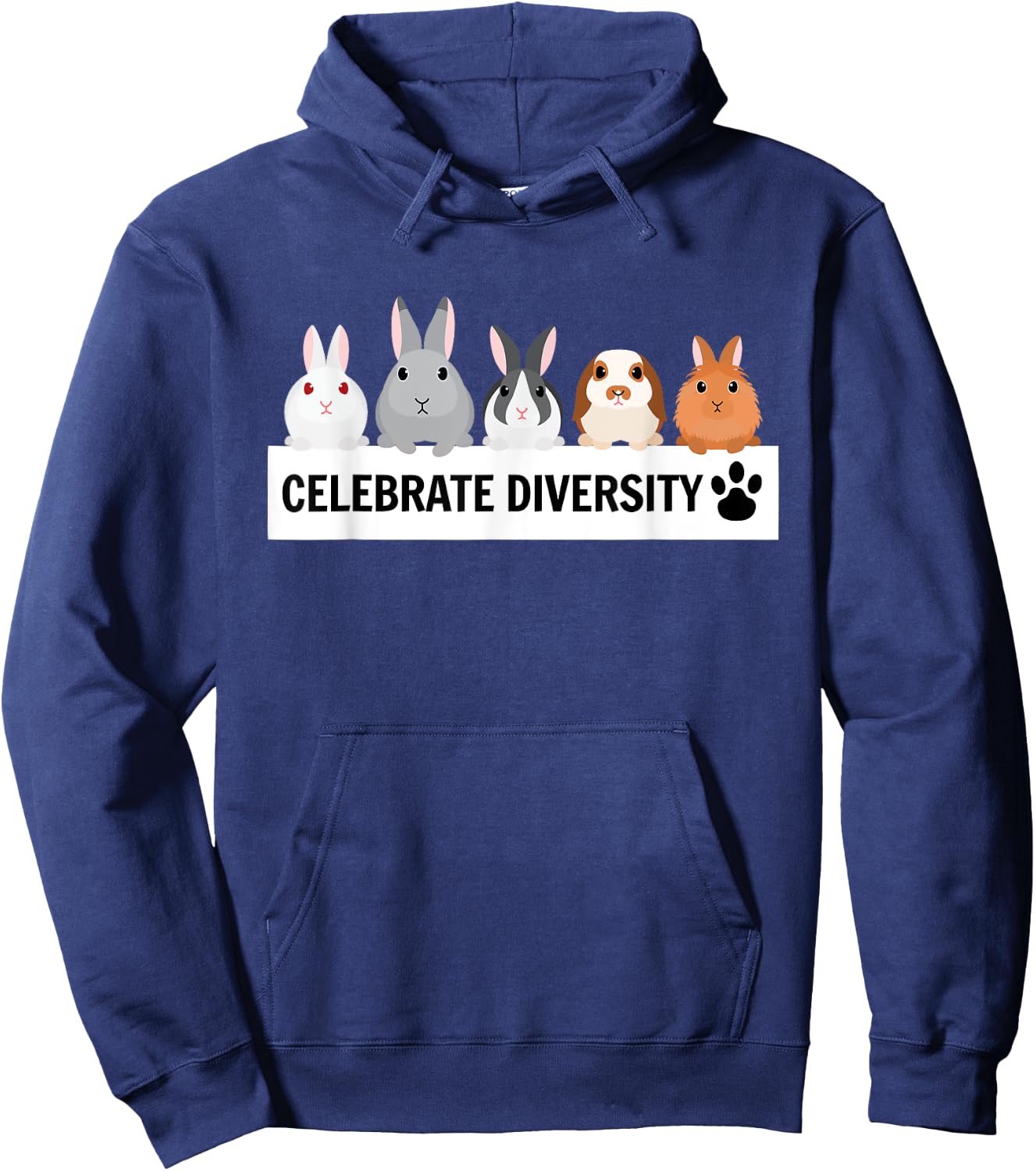 Celebrate Diversity Cute Pet Bunny Shirt for Rabbit Lovers Hoodie - Hoodie | Navy