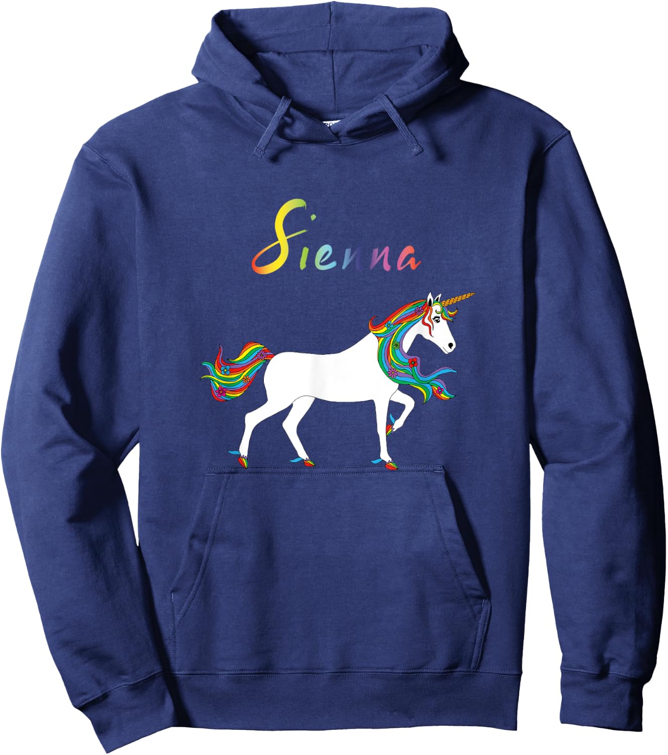Sienna Personalized First Name Unicorn Hoodie - Hoodie | Navy