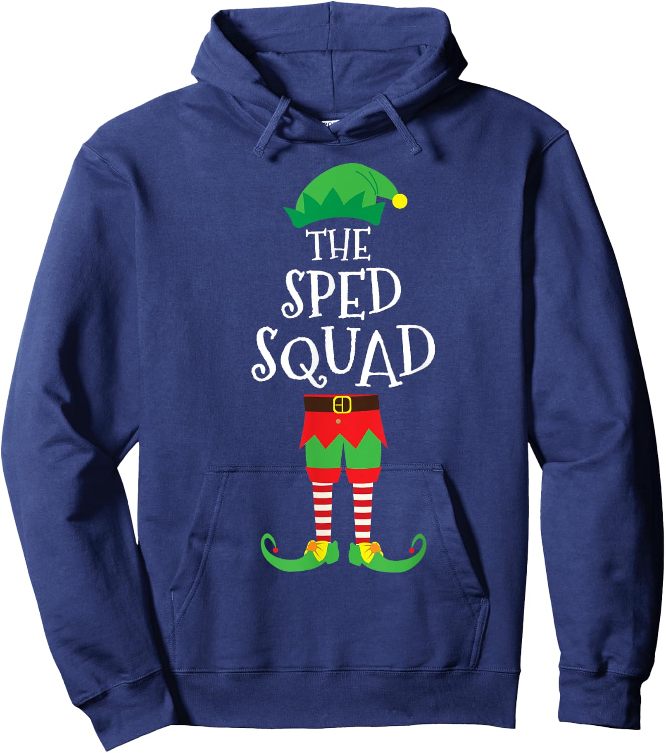SPED Squad Elf Teacher Matching Christmas Party Pajama Hoodie - Hoodie | Navy
