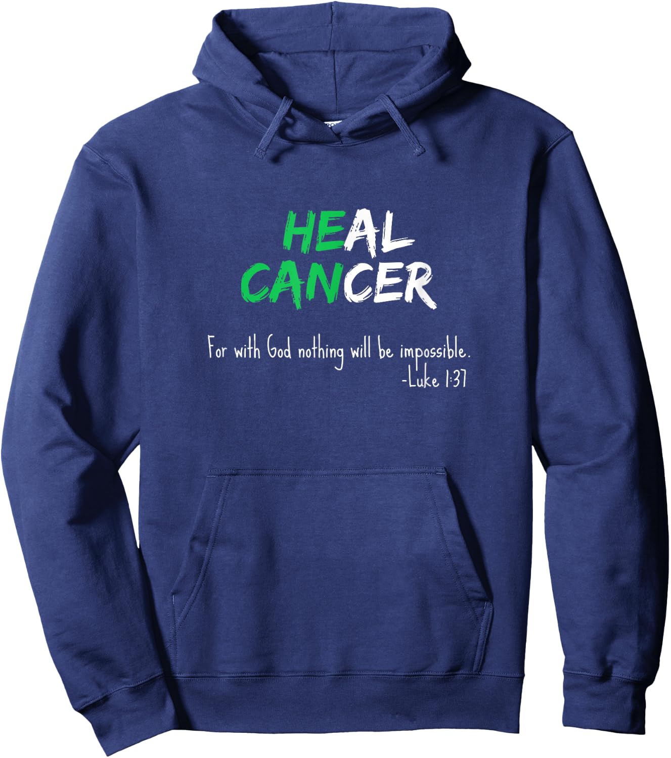 Liver Cancer Awareness Green / Bible Verse Heal Christian Hoodie - Hoodie | Navy
