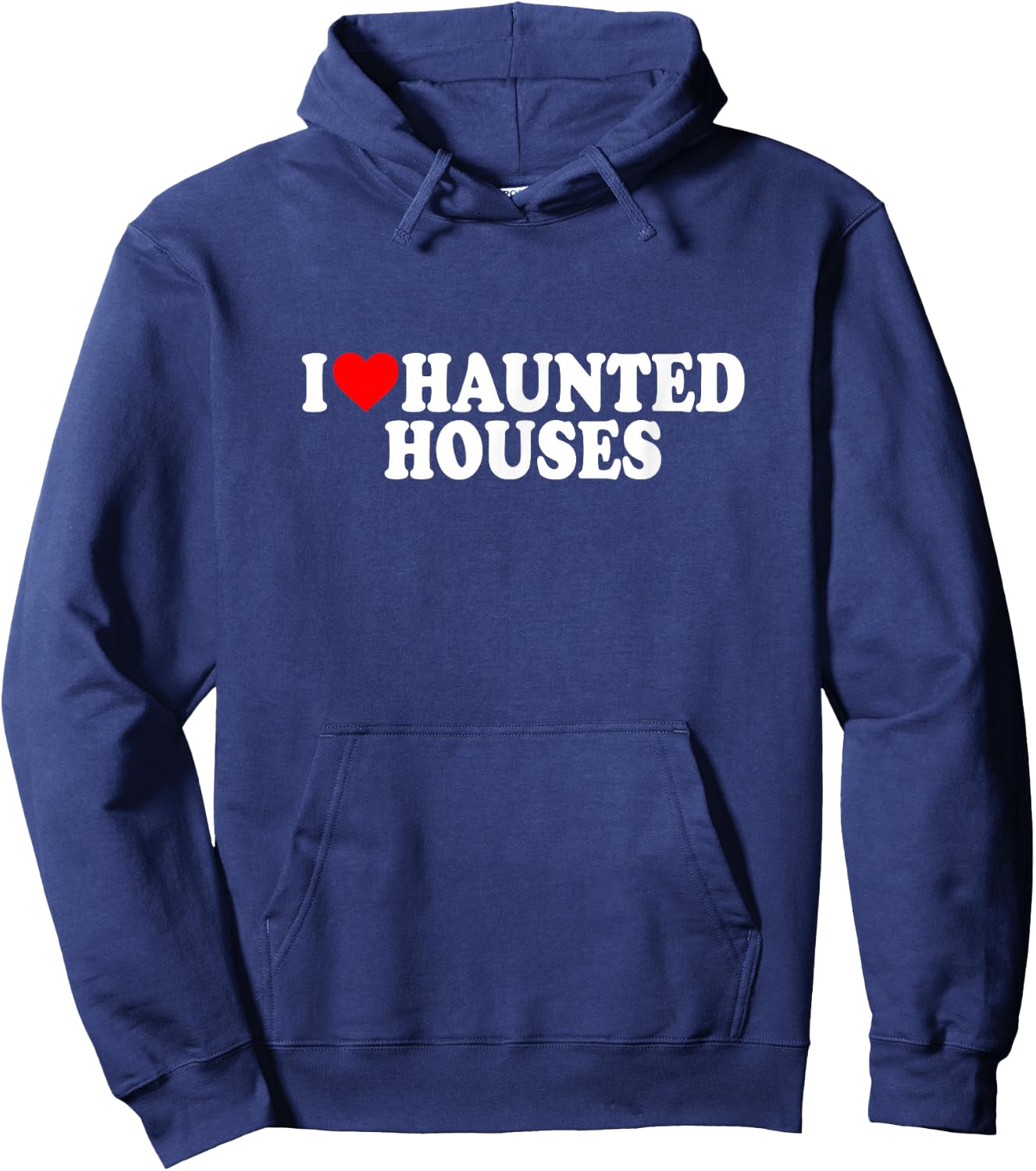 I Love Heart Haunted Houses Minimalist Halloween Scary Movie Hoodie - Hoodie | Navy