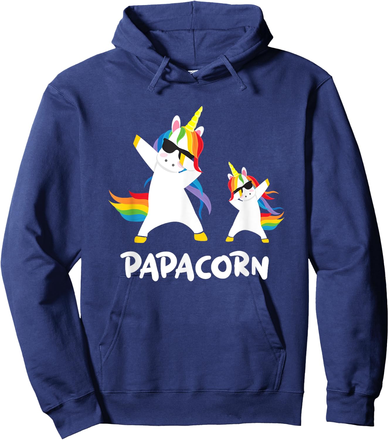 Funny Grandpa Dad Papa Unicorn Papacorn Dab Dabbing T Shirt Hoodie - Hoodie | Navy