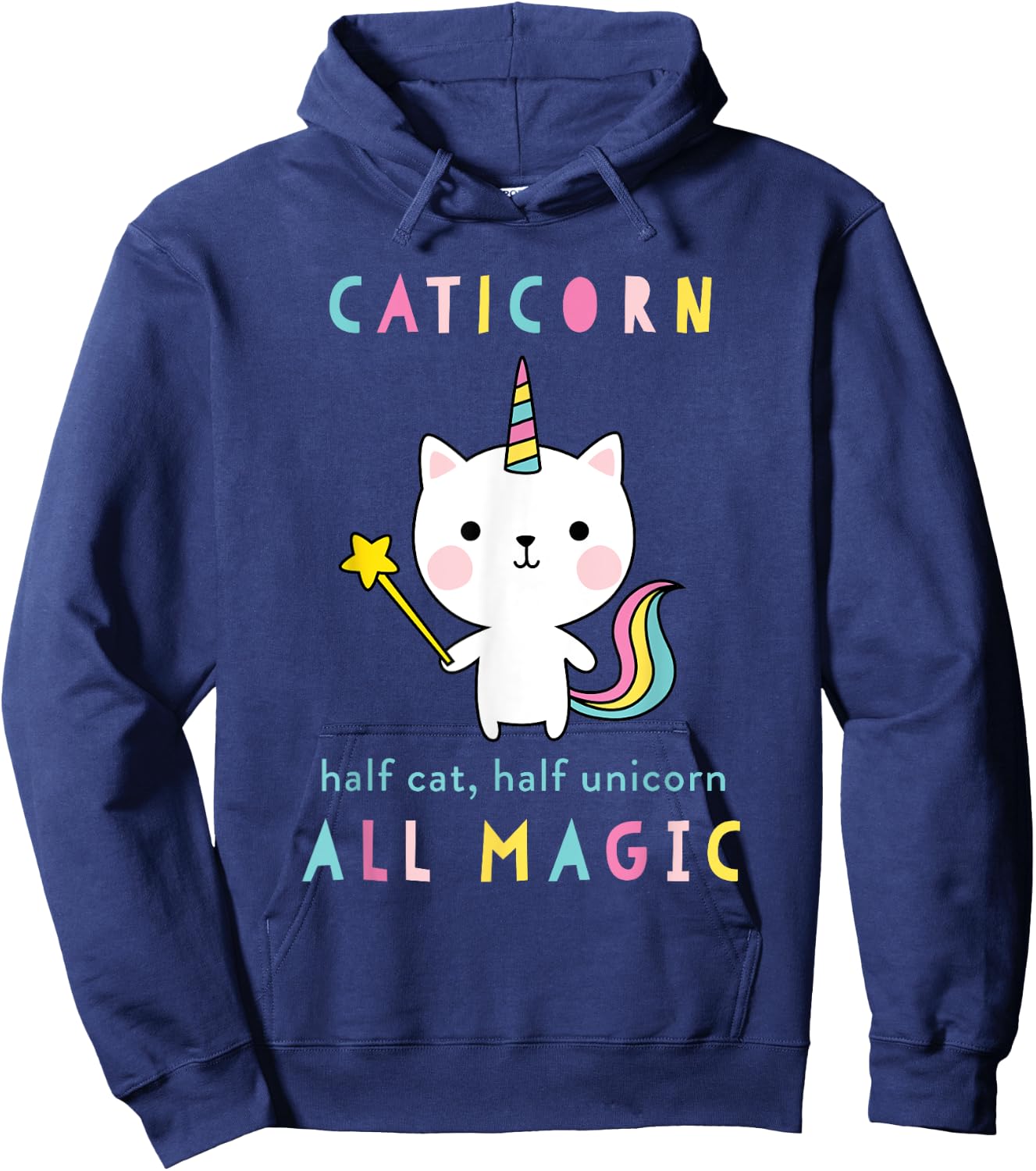 Caticorn Half Cat Unicorn Shirt Cute Girls Meowgical Theme Hoodie - Hoodie | Navy