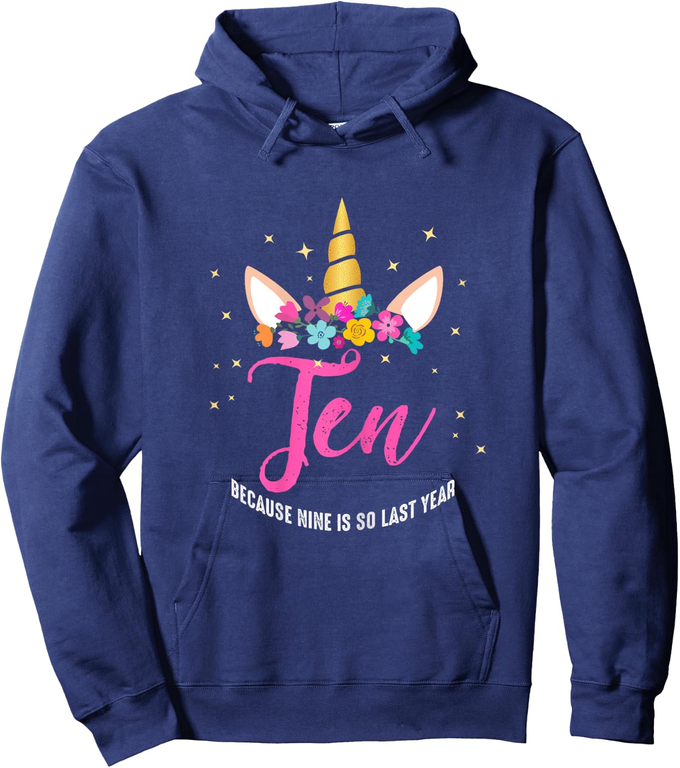 10 Years Old Birthday Girl Gifts Unicorn 10th Birthday Hoodie - Hoodie | Navy