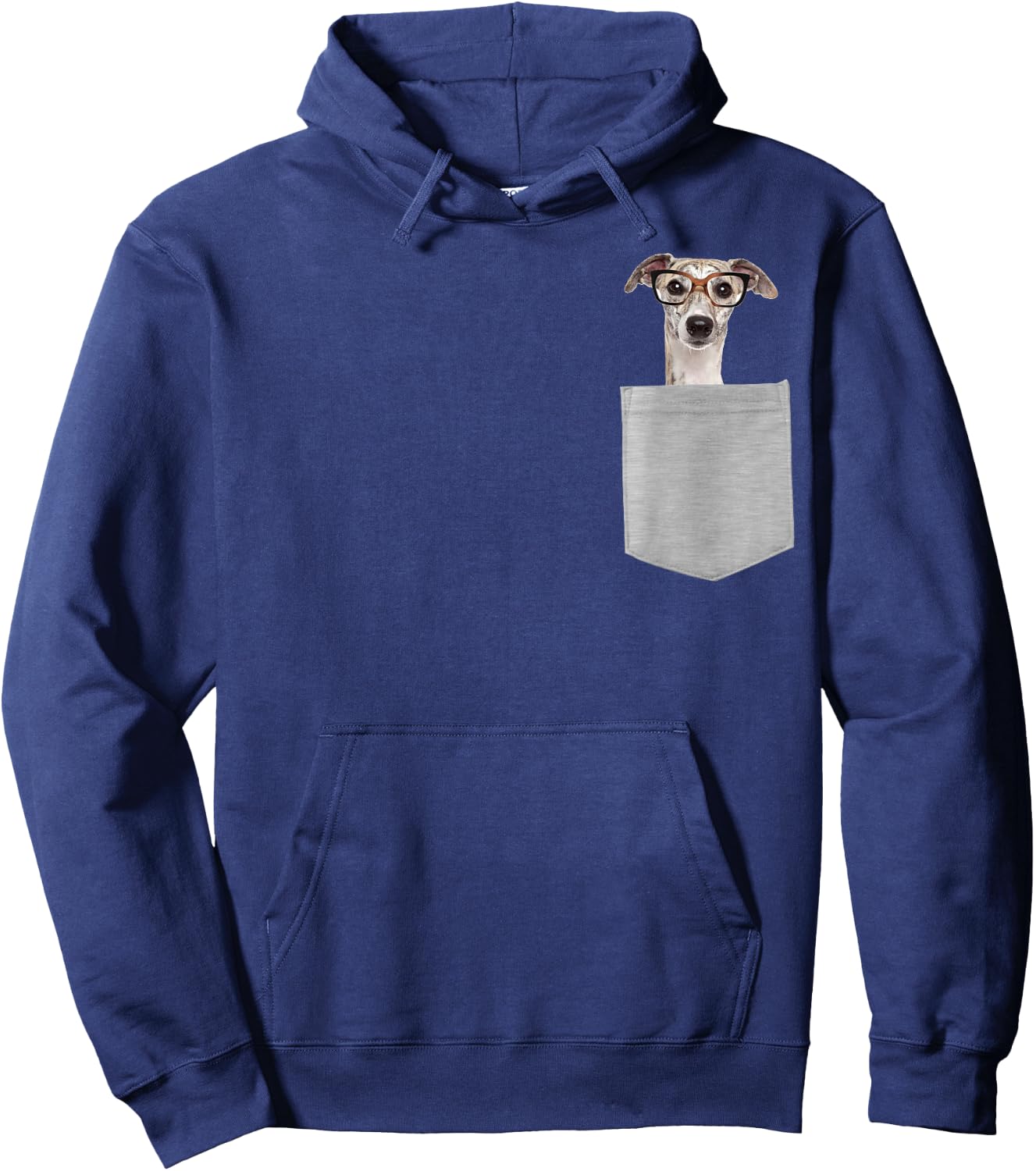 Dog in Your Pocket Greyhound with Glasses on Women Girls Kids Hoodie - Hoodie | Navy