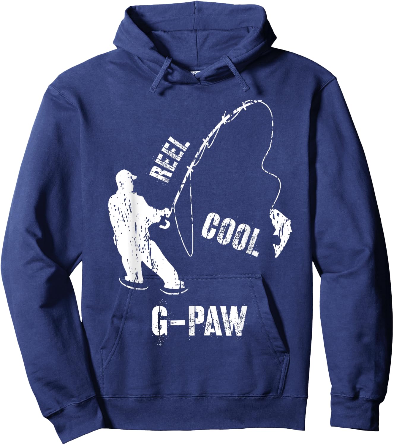 Vintage Reel Cool G-Paw Fishing Fisherman Grandfather Gift Hoodie - Hoodie | Navy