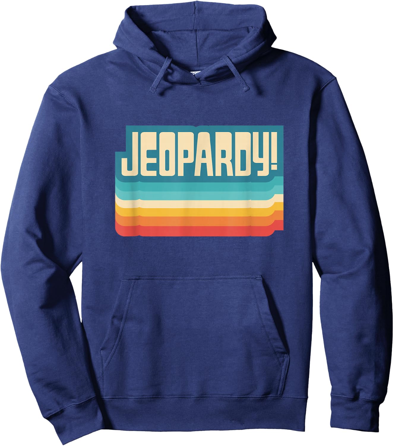 Jeopardy! Vintage Black Letter Print , -Adults, Short Sleeve, Small Hoodie - Hoodie | Navy