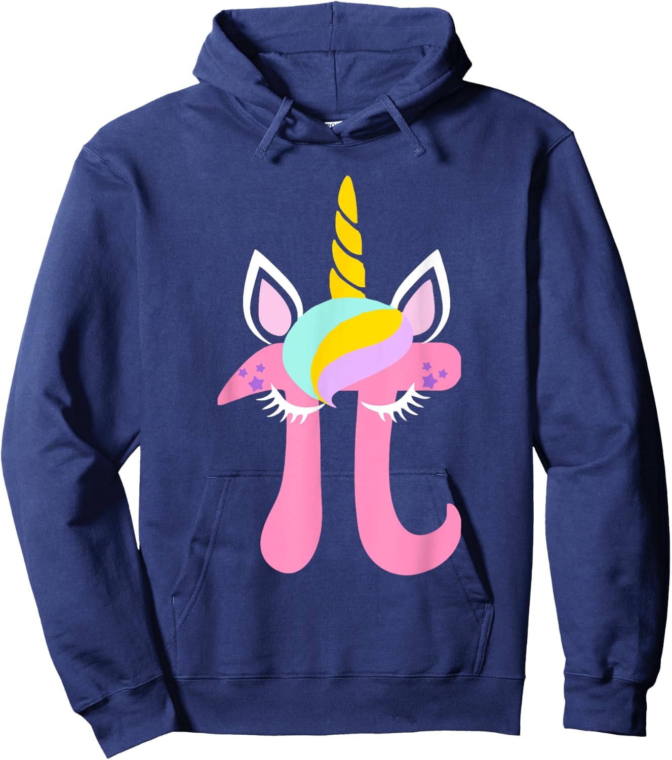 Unicorn Pi Symbol Funny Math Nerd Women Kids T Shirt Hoodie - Hoodie | Navy
