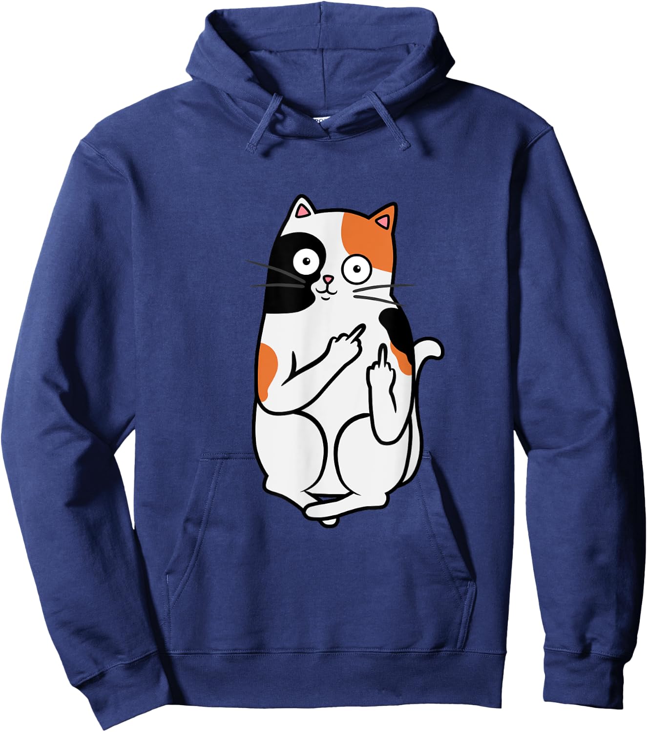 Cat Middle Finger Calico Flippin' Bird T shirt Hoodie - Hoodie | Navy