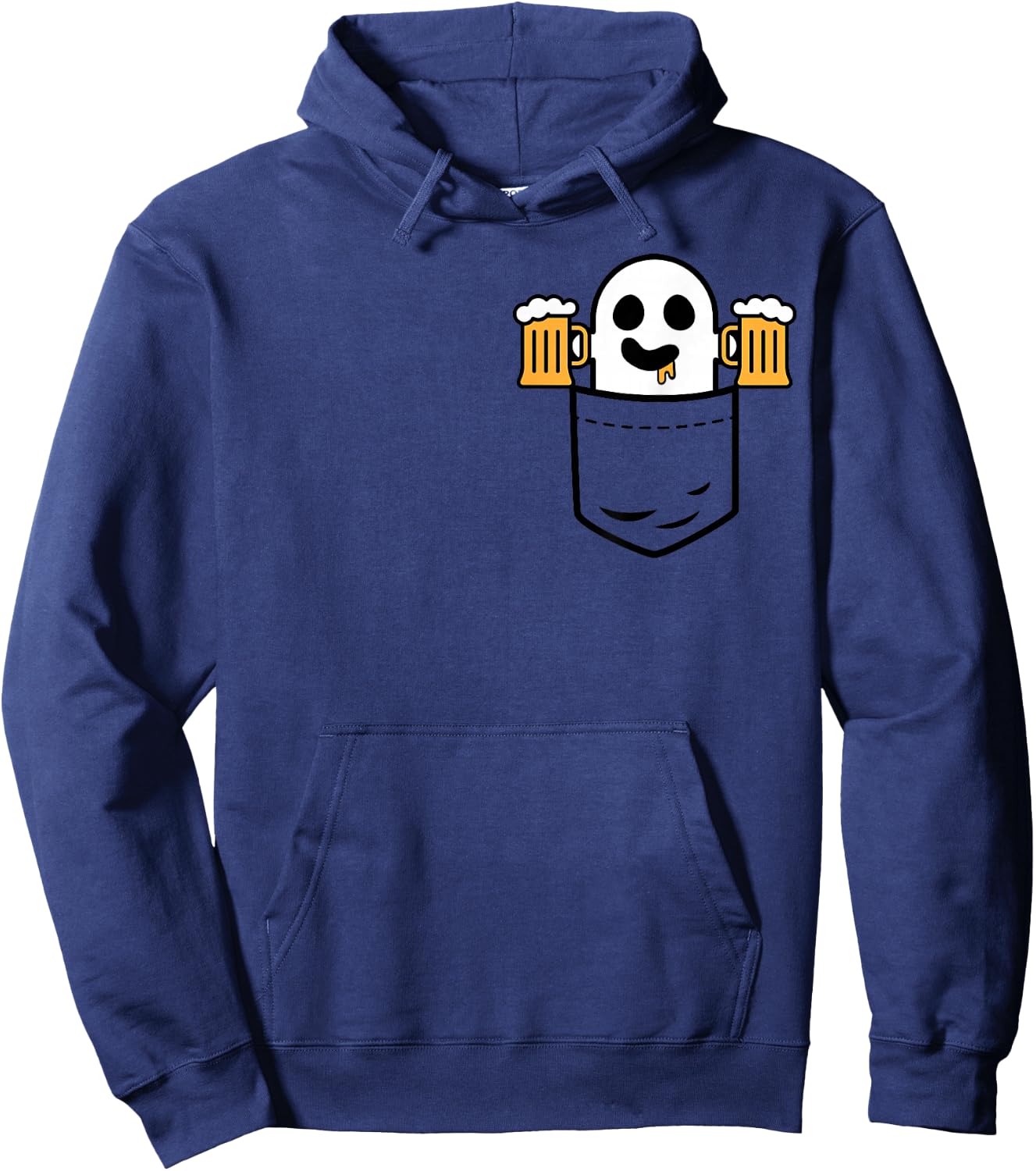 Cute Ghost In Your Pocket Drinking Beer Halloween Costume Hoodie - Hoodie | Navy