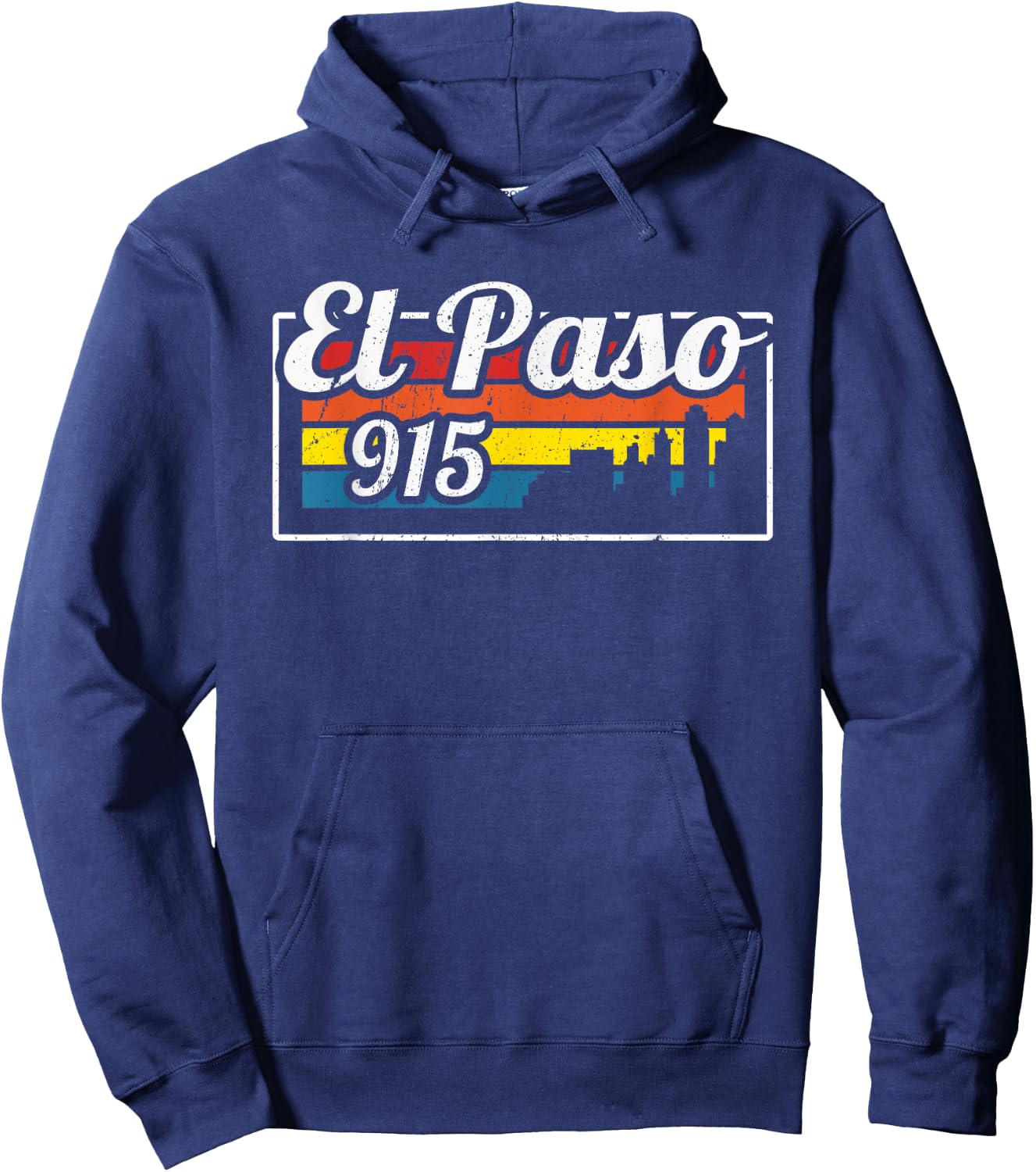 Vintage El Paso City Skyline 915 State Of Texas Retro Gift Hoodie - Hoodie | Navy
