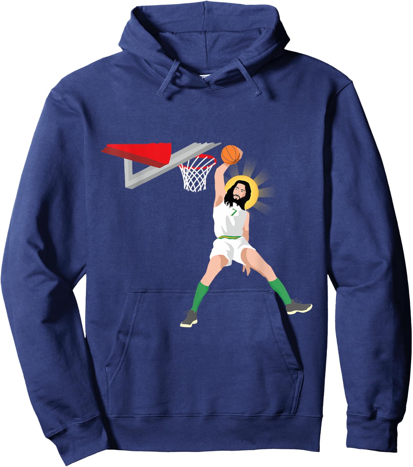 Funny Basketball Jesus Christian Humor Slam Dunk Hoodie - Hoodie | Navy
