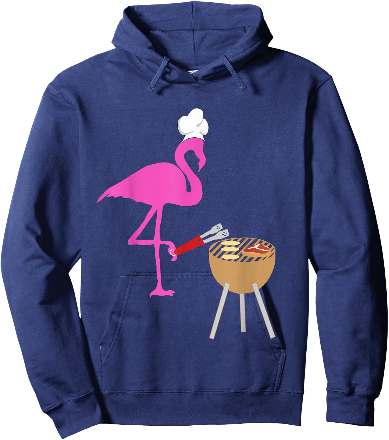 BBQ Flamingo Bird Grilling Cooking Grill Funny Barbecue Hoodie - Hoodie | Navy