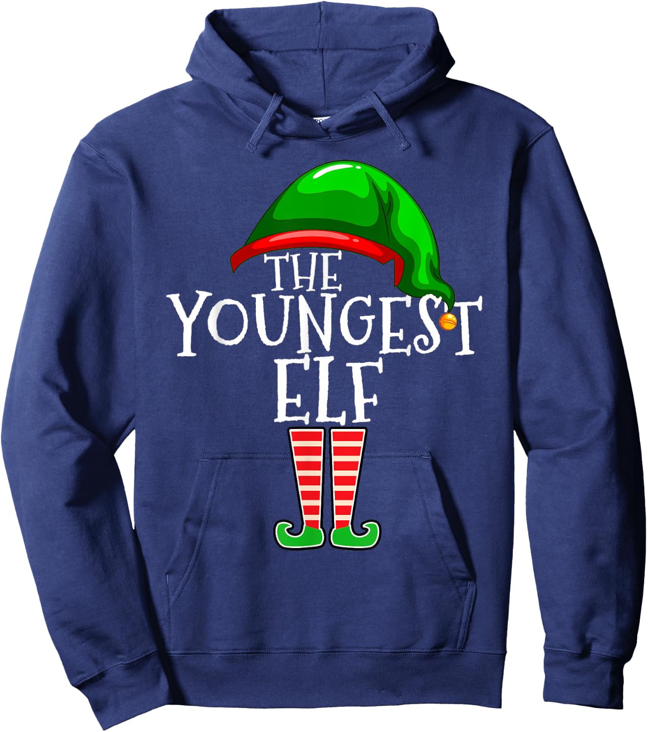 The Youngest Elf Family Matching Group Christmas Gift Funny Hoodie - Hoodie | Navy