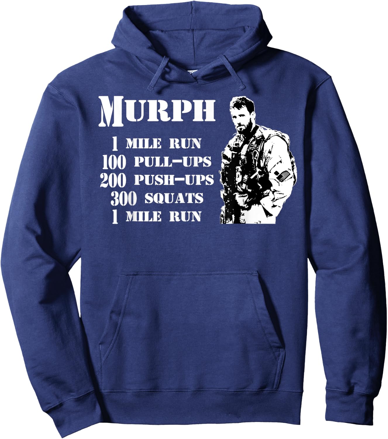 Murph Workout Exercise Challenge Patriotic WOD Gift Hoodie - Hoodie | Navy
