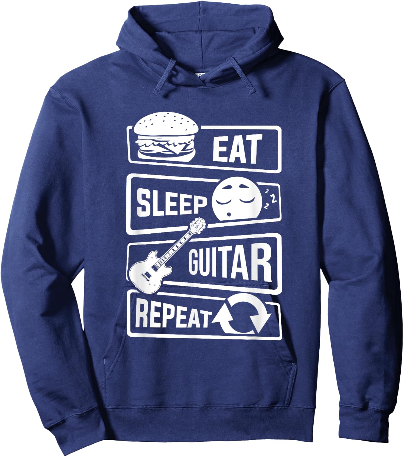 Eat Sleep Guitar Repeat - Guitarist Gift Guitar Lovers Hoodie - Hoodie | Navy