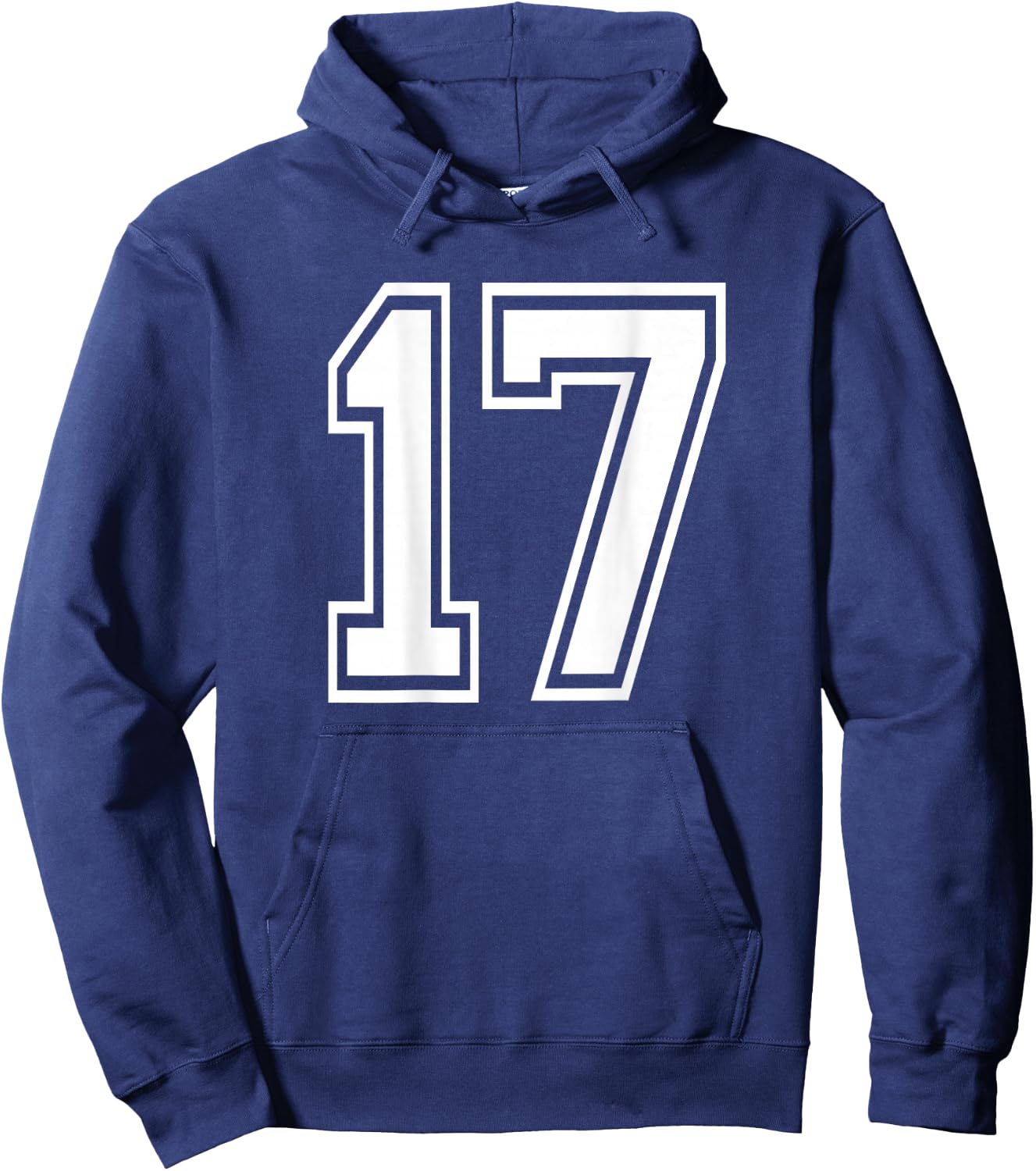 Number 17 Sports Player Number BACK Of Shirt Only Hoodie - Hoodie | Navy