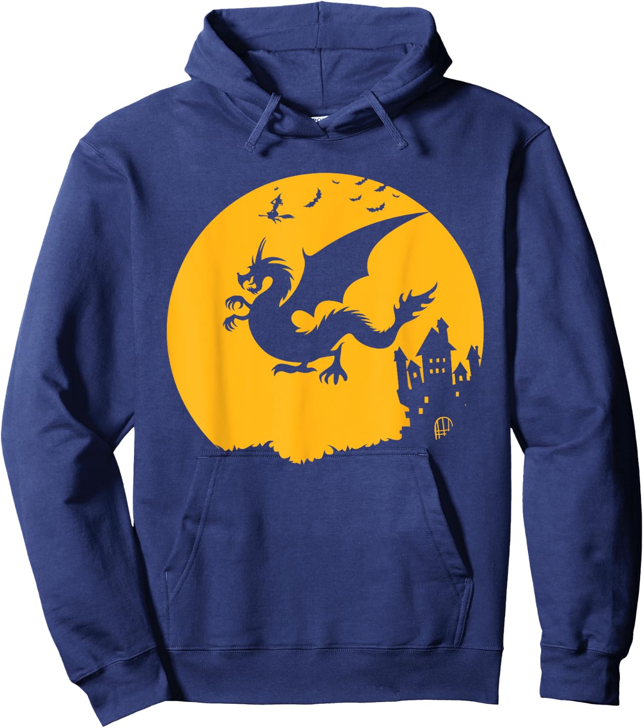 Dragon Halloween Bats Witch Haunted House Design Hoodie - Hoodie | Navy