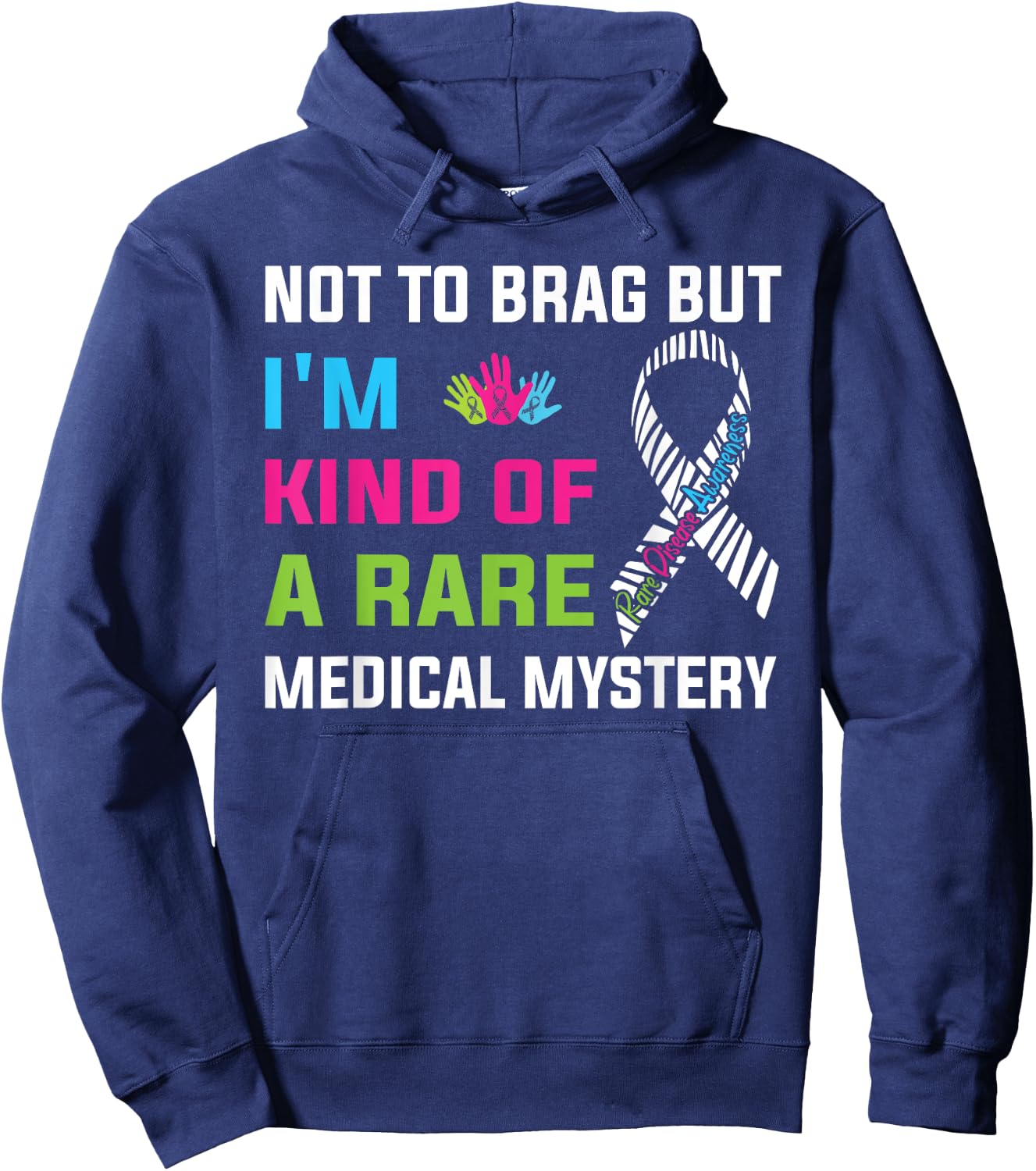Rare Disease Awareness Day 2025 Rare Genes Zebra Ribbon Hoodie - Hoodie | Navy