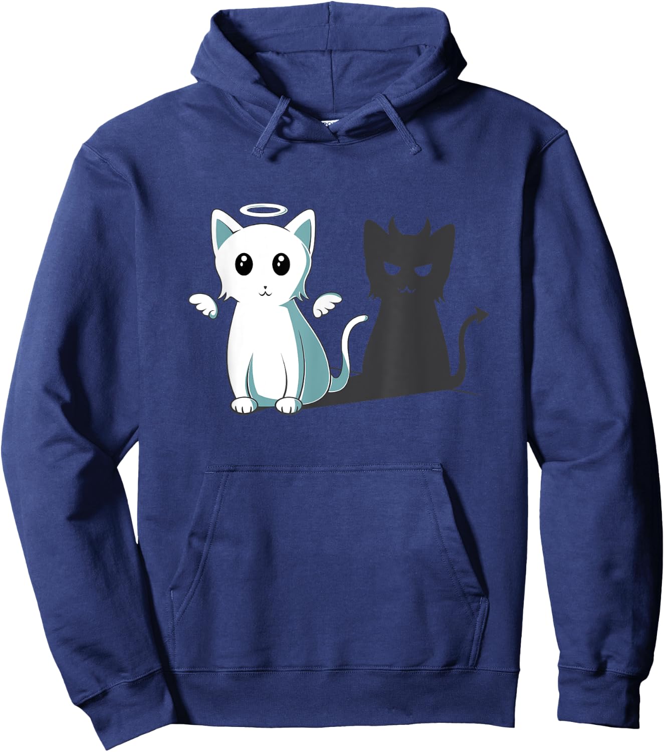 Purr Evil Devil Cat Happy Halloween Cat Angel Devil Kitten Men Women Kids Hoodie - Hoodie | Navy