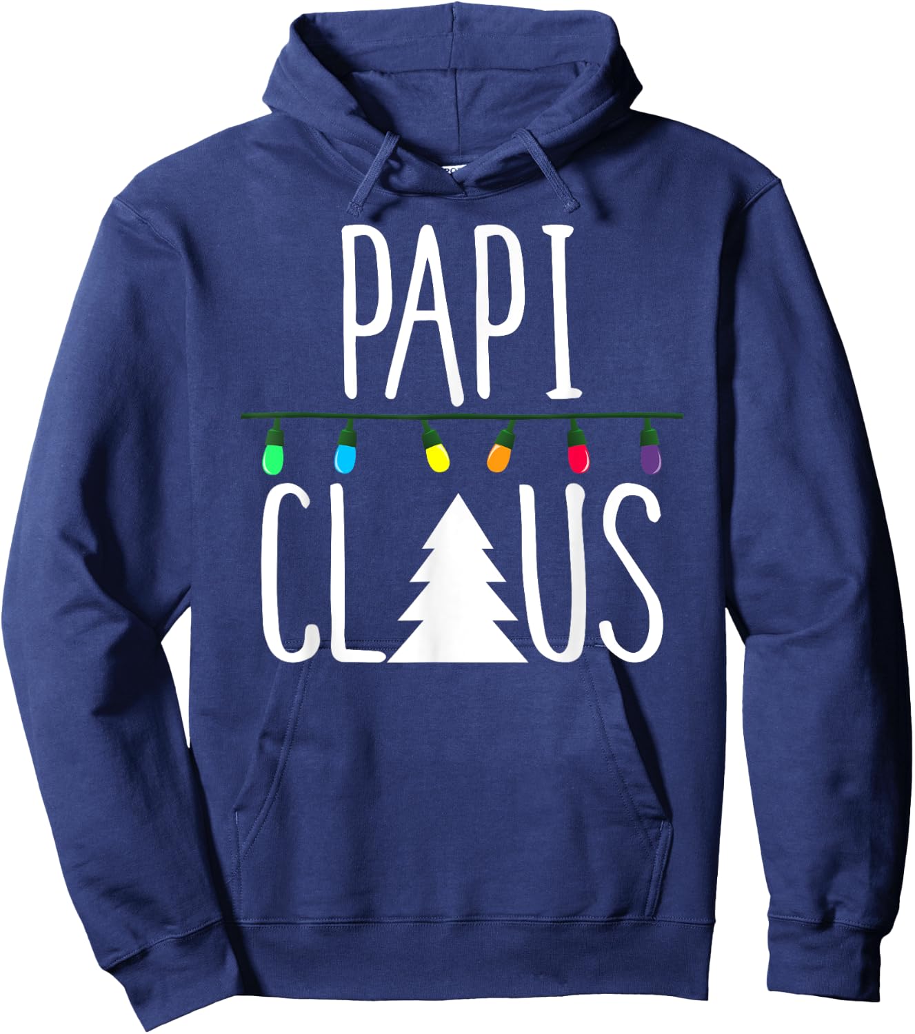 Papi Claus Shirt Christmas Lights Shirt Hoodie - Hoodie | Navy