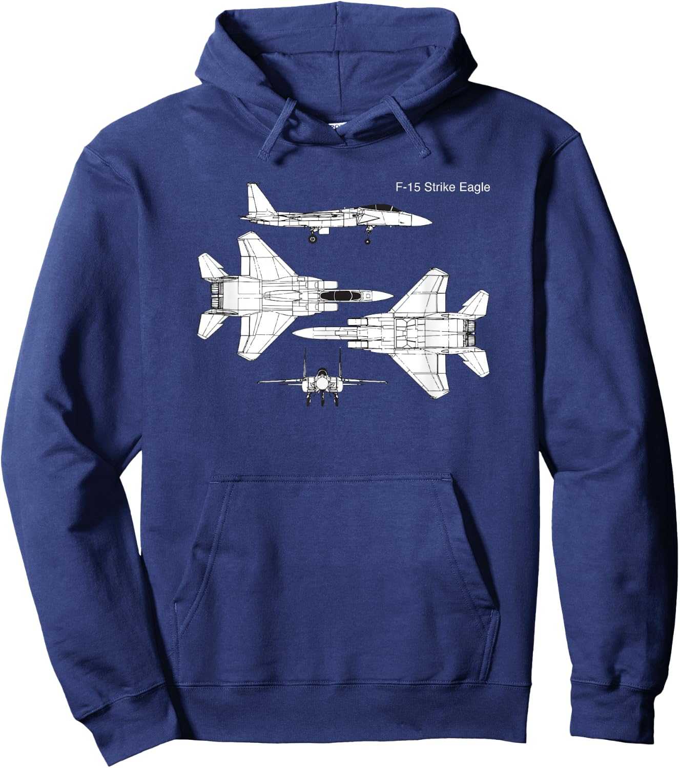 F-15 Strike Eagle Military Aircraft Graphic Design Hoodie - Hoodie | Navy
