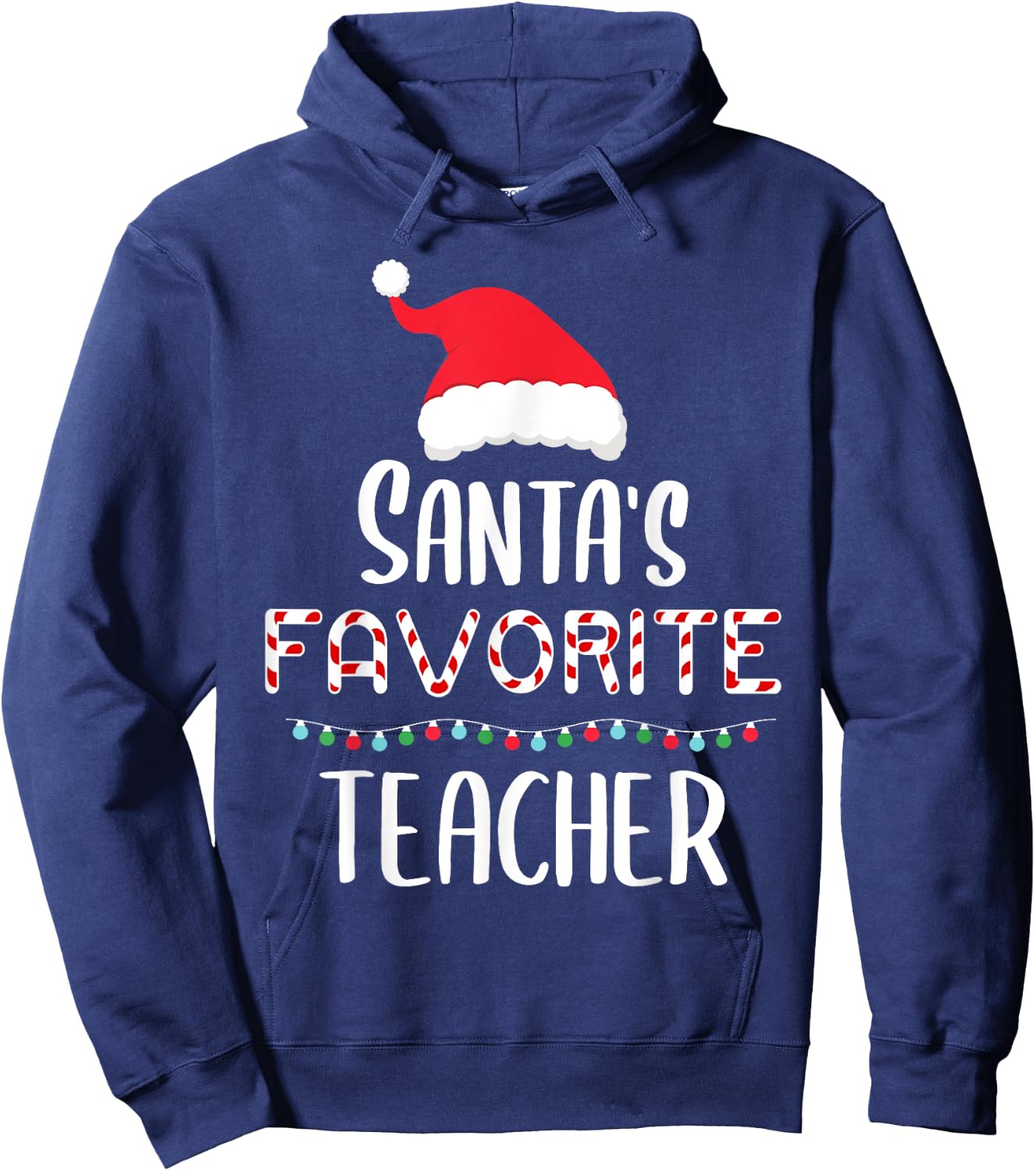 Santas Favorite Teacher Pajamas - Funny Xmas Teacher Costume Men Women Kids Hoodie - Hoodie | Navy