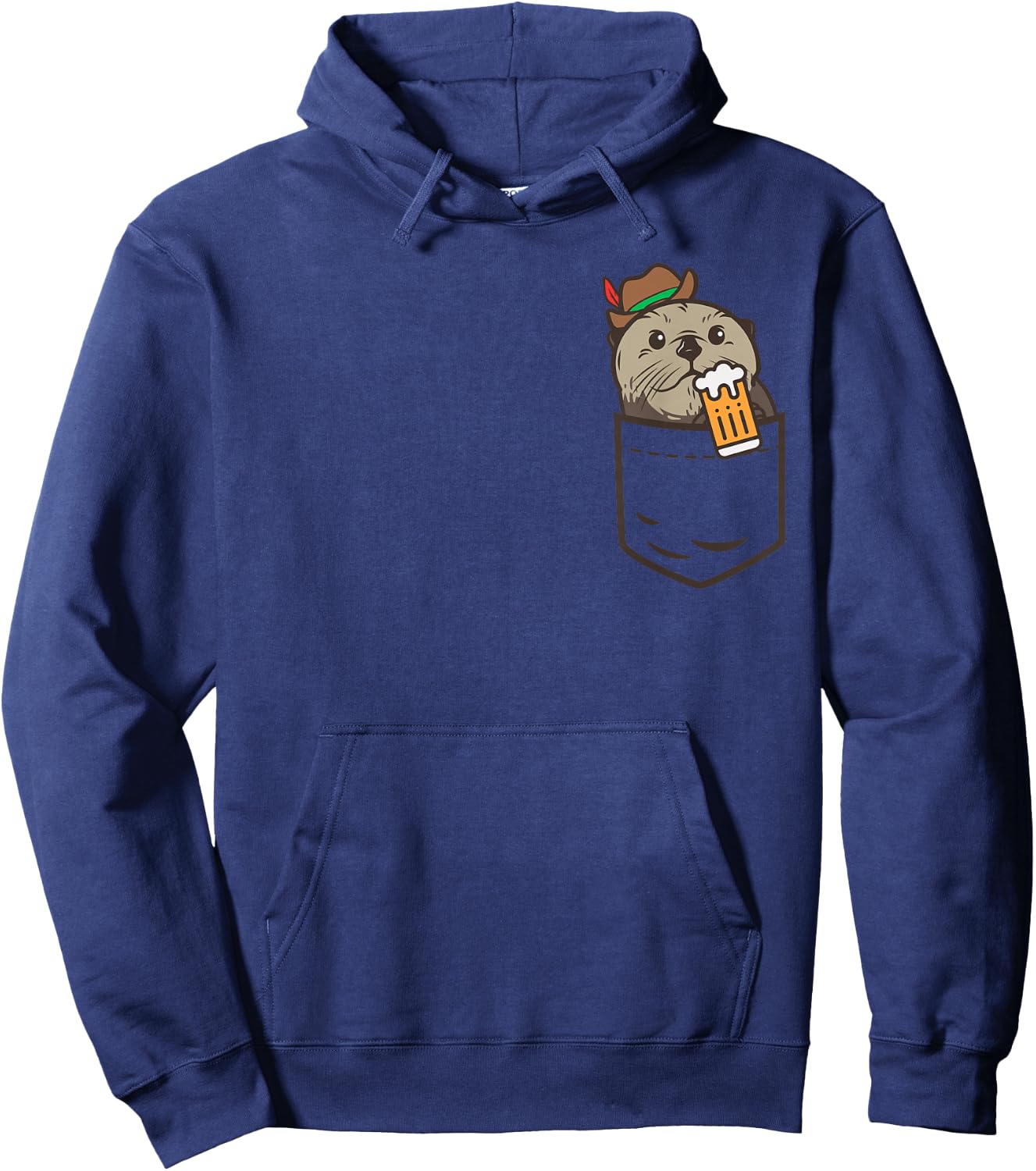 Sea Otter Pocket Drinking Beer Animal German Oktoberfest Hoodie - Hoodie | Navy