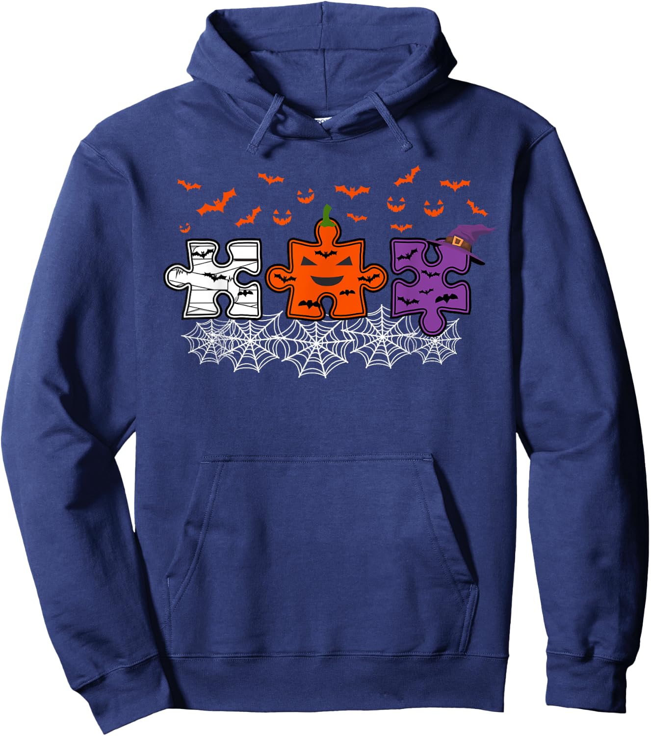 Autism Awareness Puzzle Pieces Scary Halloween Costume Hoodie - Hoodie | Navy