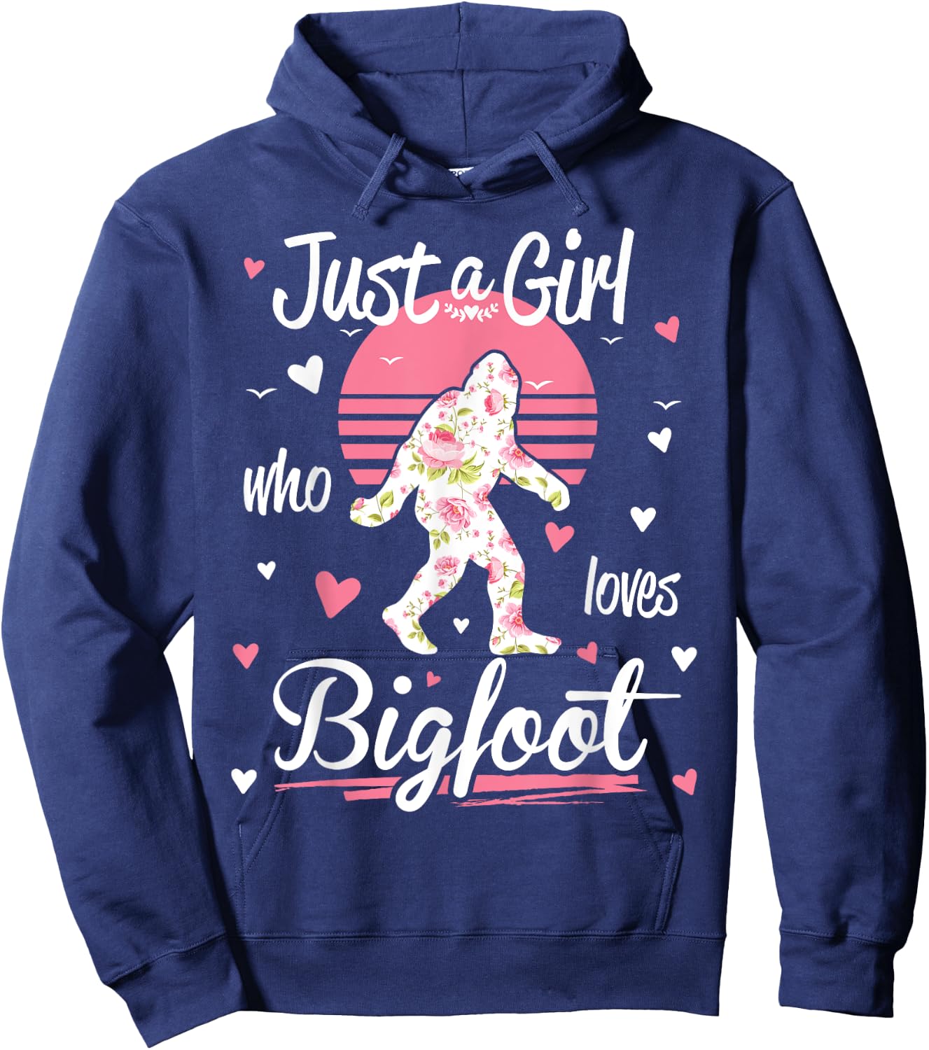 Just A Girl Who Loves Bigfoot Vintage Shirt Hoodie - Hoodie | Navy