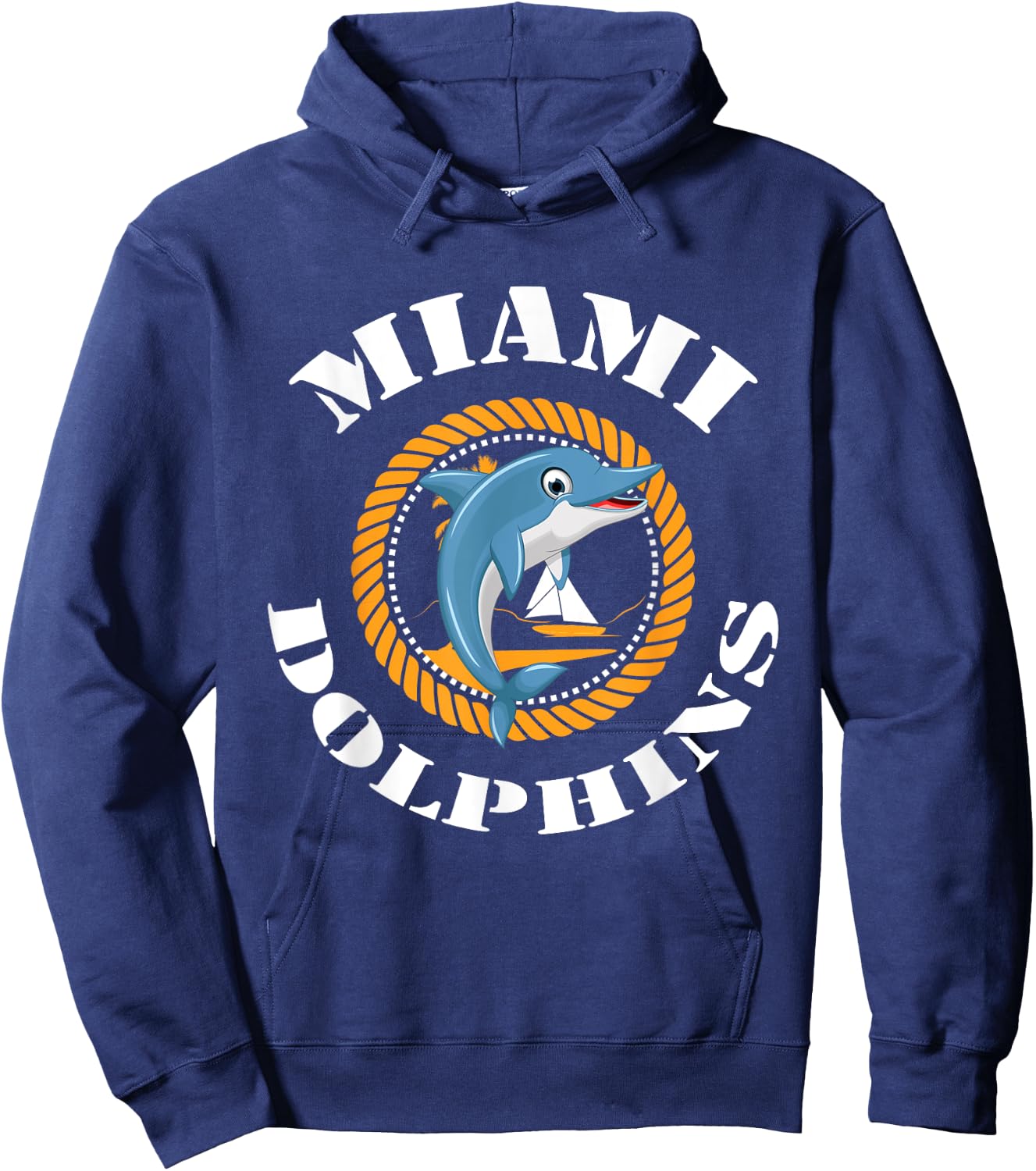 Retro Miami Dolphin Vintage Cute Hoodie - Hoodie | Navy