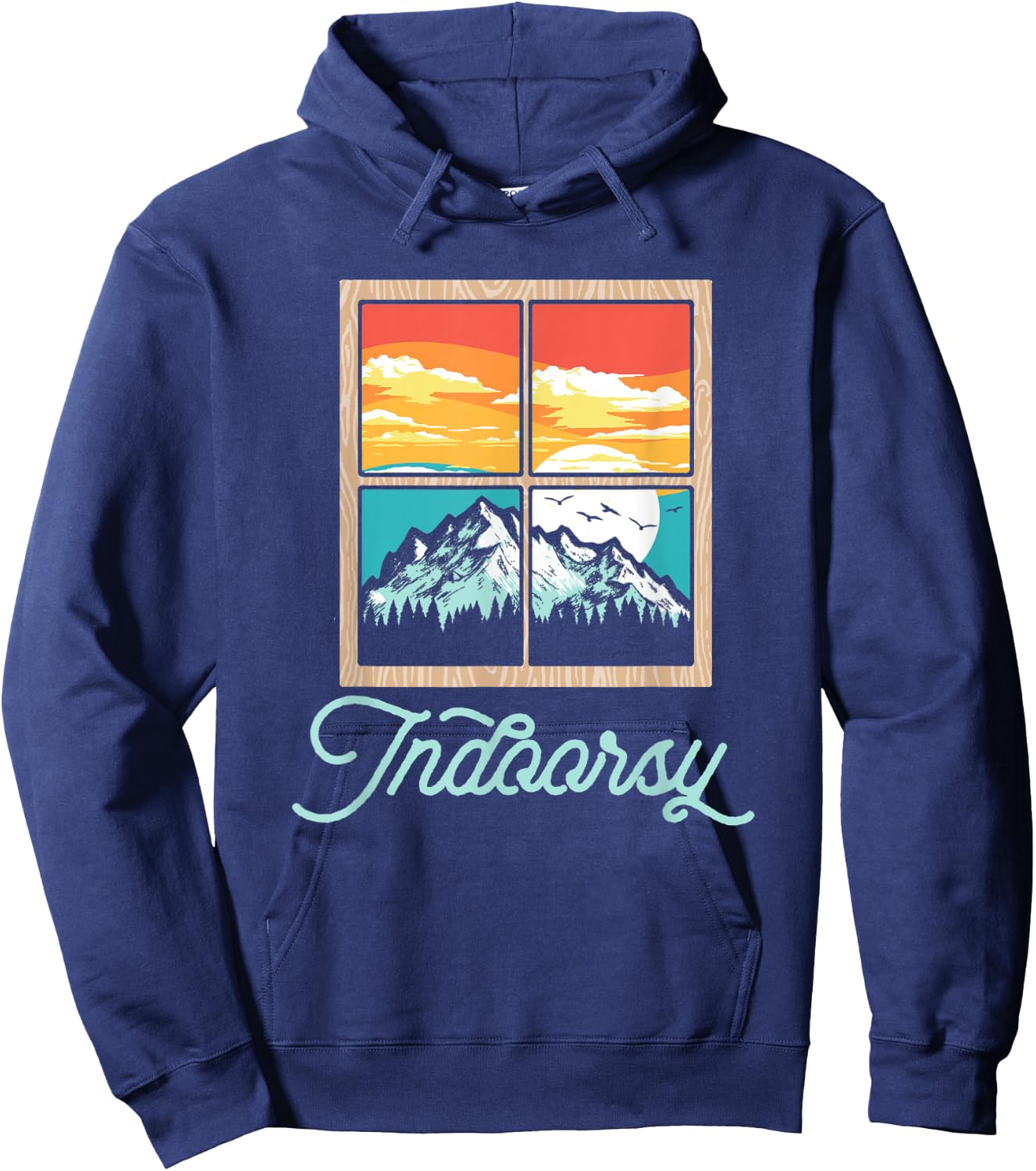 Indoorsy View from the Inside Funny Nature Window Graphic Hoodie - Hoodie | Navy