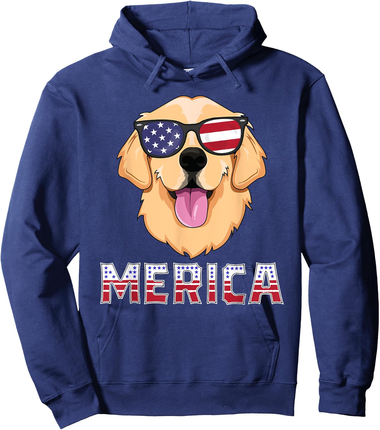 Merica Golden Retriever America USA Dog Hoodie - Hoodie | Navy
