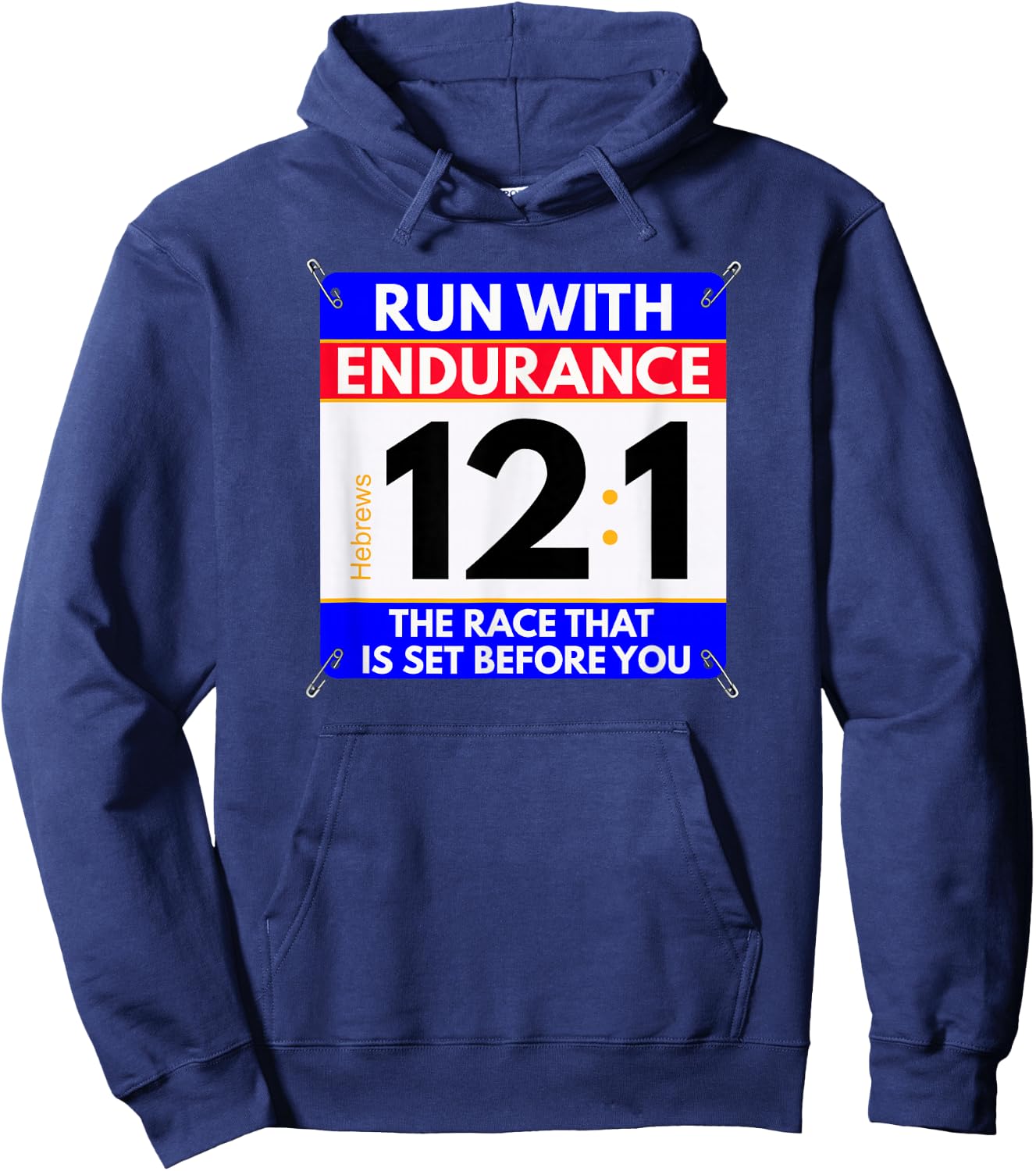 Fun Christian Bible Verse - Run The Race of Life Runners Hoodie - Hoodie | Navy