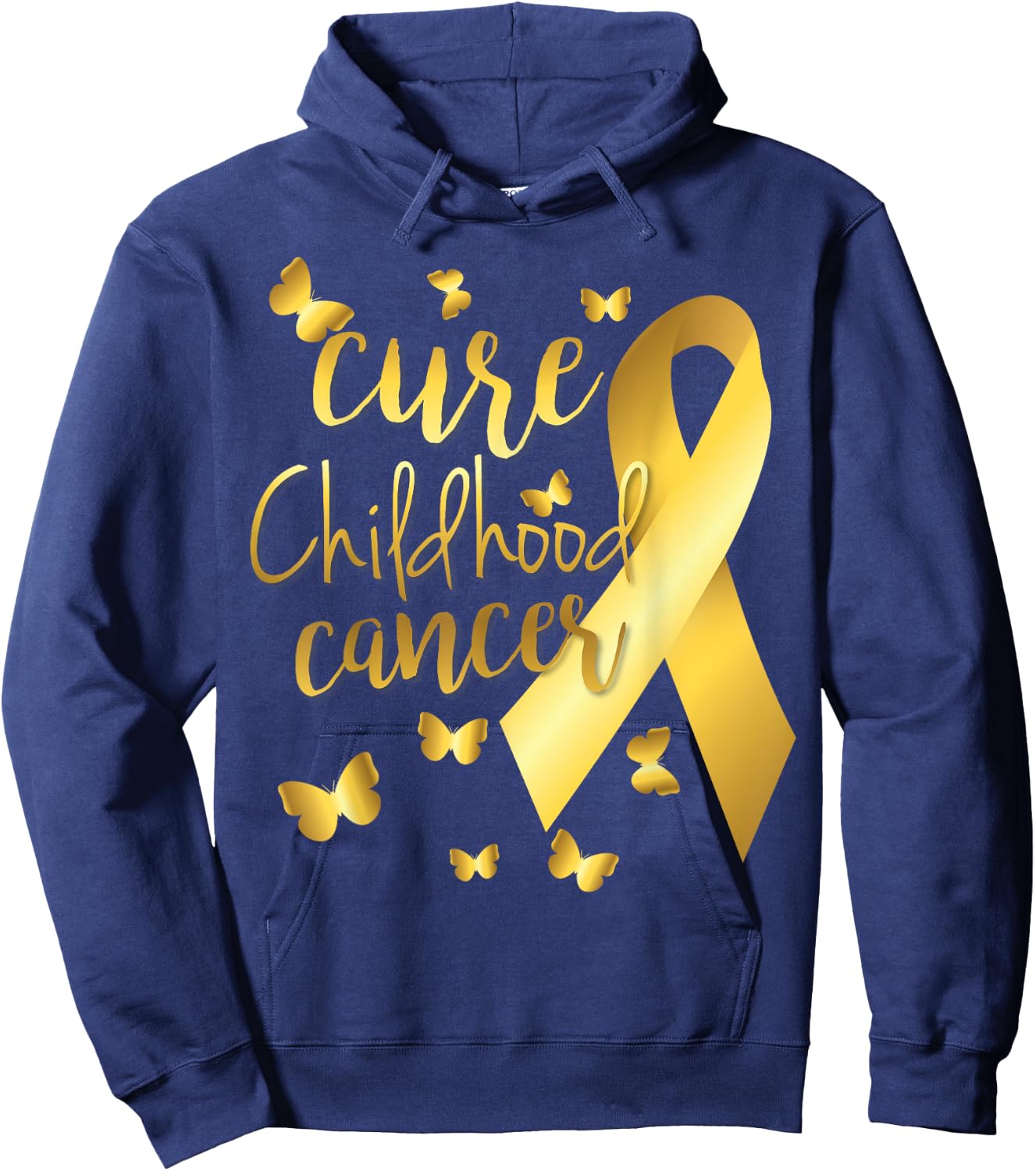 Cure Childhood Cancer with Gold Ribbon Hoodie - Hoodie | Navy