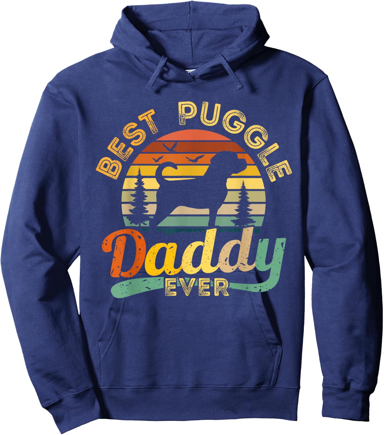 Puggle Dad Best Daddy Dog Lover Retro Vintage Gift Women Girls Kids Hoodie - Hoodie | Navy