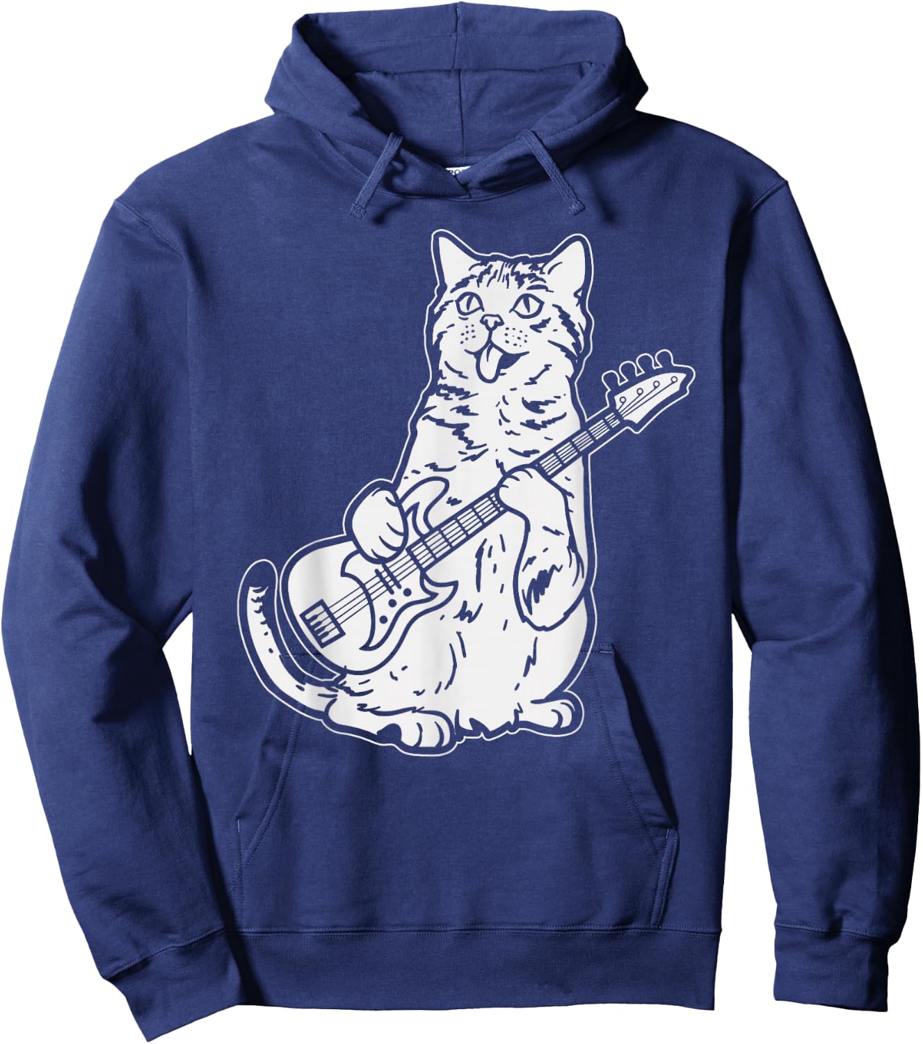 Cat Playing Bass Guitar Musician Animal Pet Music Lover Gift Hoodie - Hoodie | Navy